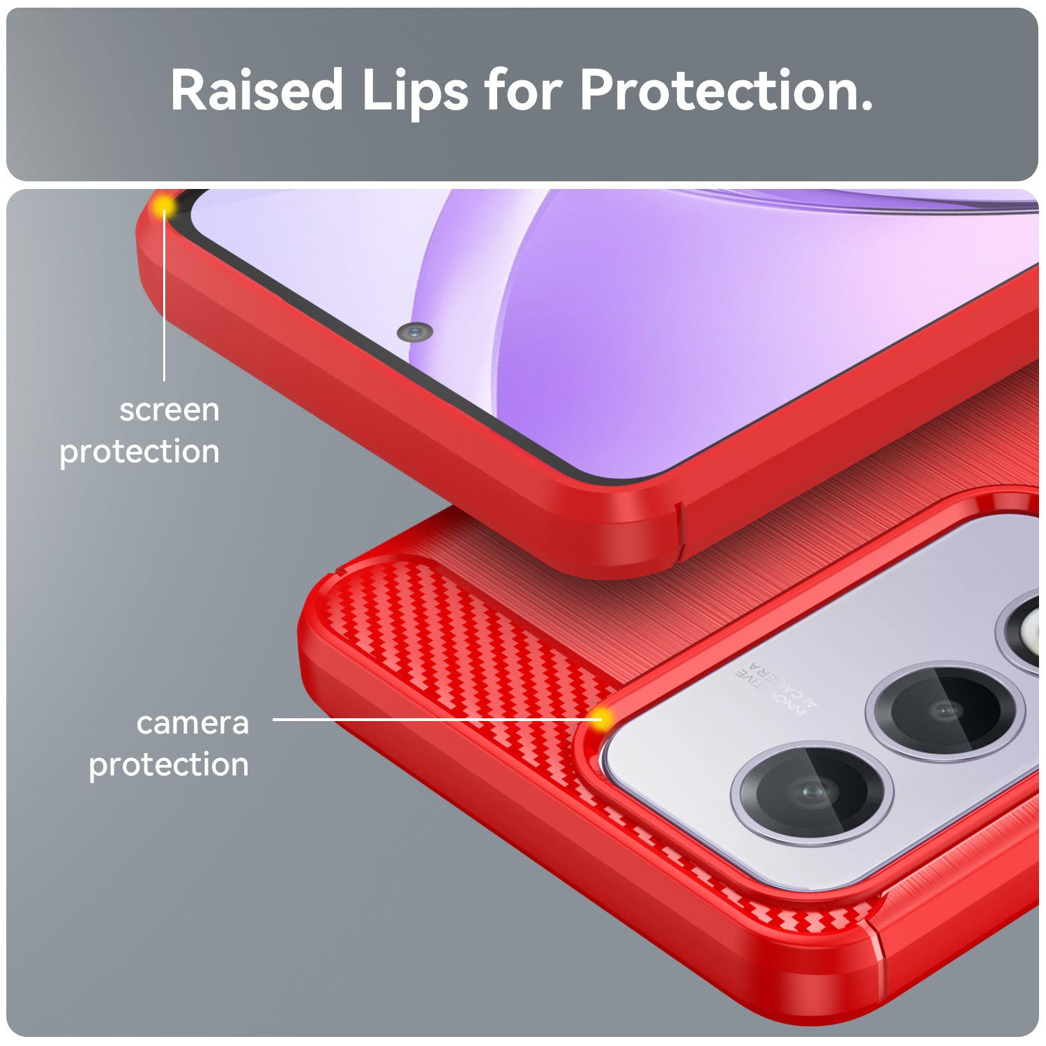 OPPO A80 5G/A3Pro Carbon Fibre TPU Case Slim Shockproof Cover Red