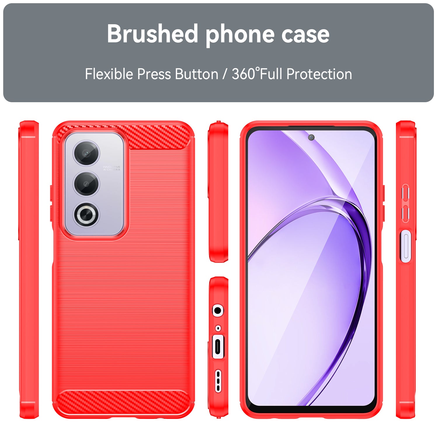 OPPO A80 5G/A3Pro Carbon Fibre TPU Case Slim Shockproof Cover Red