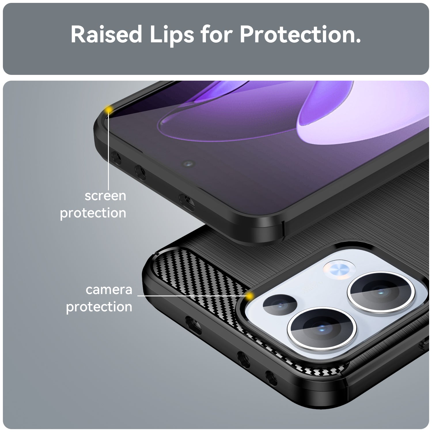 OPPO Reno 13 5G Carbon Fibre TPU Case Slim Shockproof Cover Black