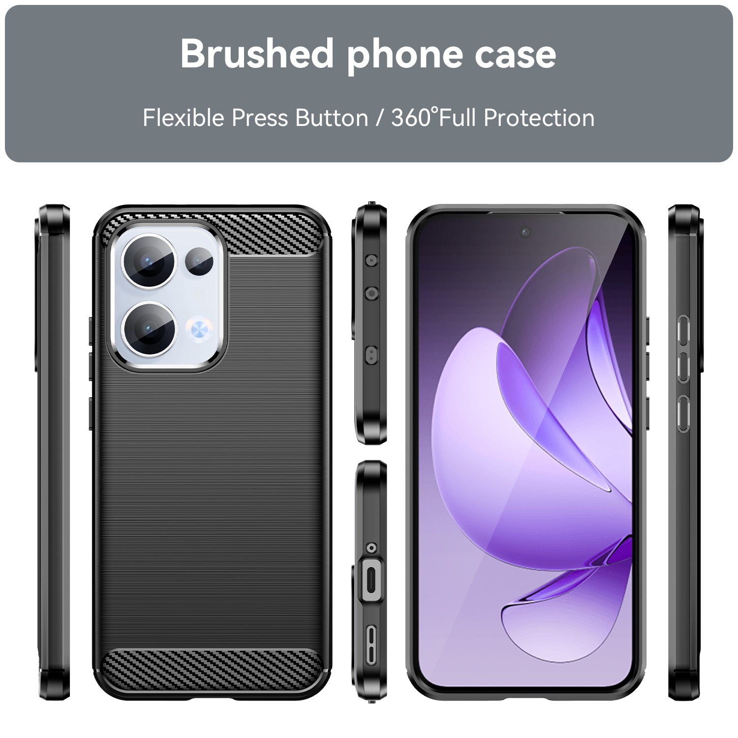 OPPO Reno 13 5G Carbon Fibre TPU Case Slim Shockproof Cover Black