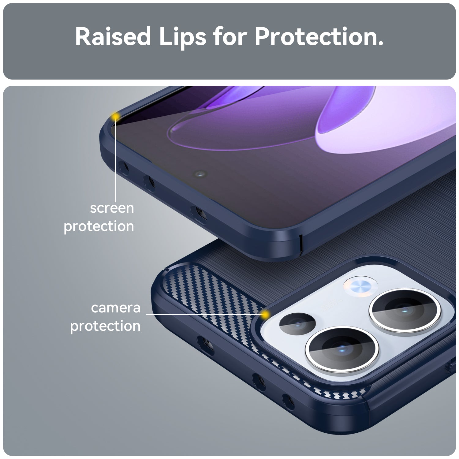 OPPO Reno 13 5G Carbon Fibre TPU Case Slim Shockproof Cover Navy