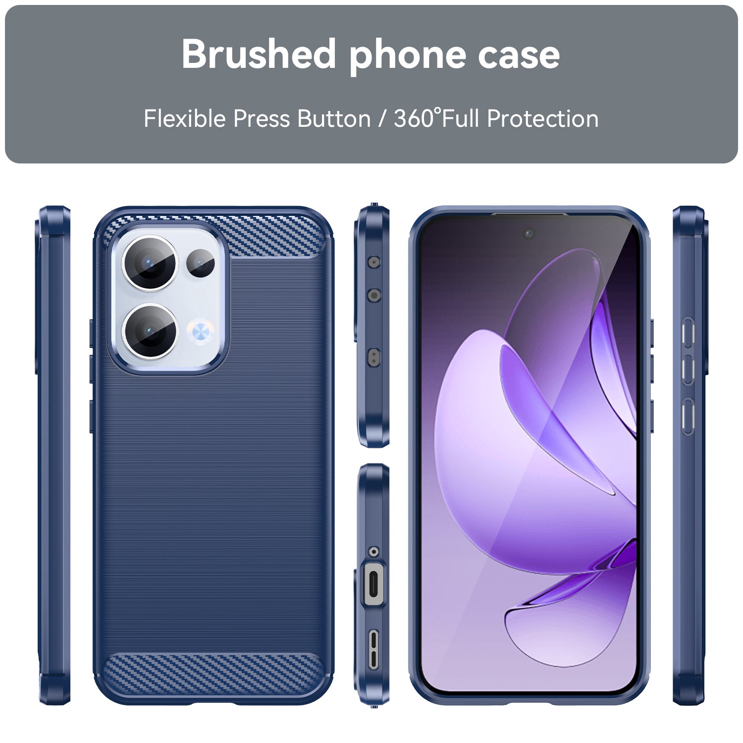 OPPO Reno 13 5G Carbon Fibre TPU Case Slim Shockproof Cover Navy