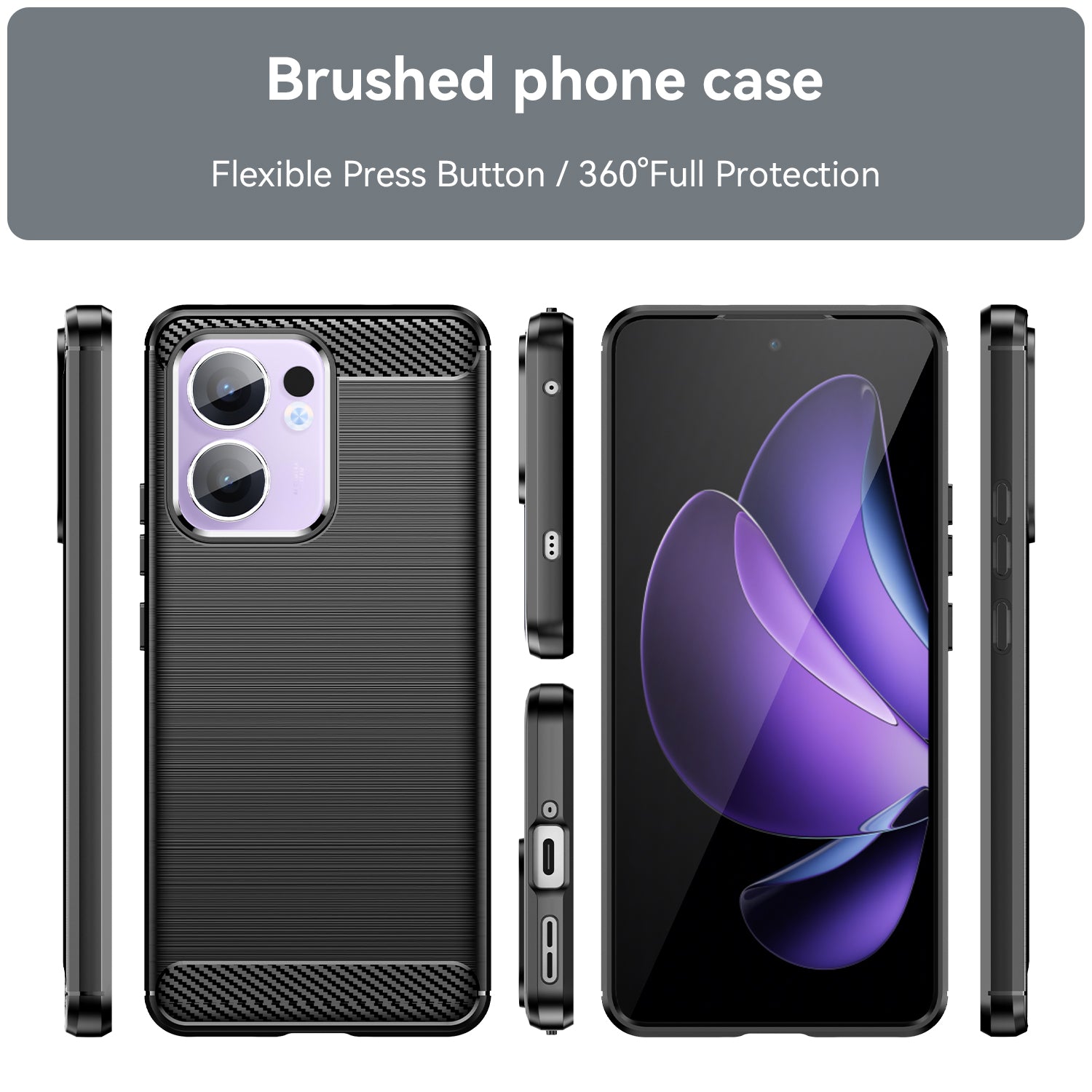 OPPO Reno 13F 5G Carbon Fibre TPU Case Slim Shockproof Cover Black