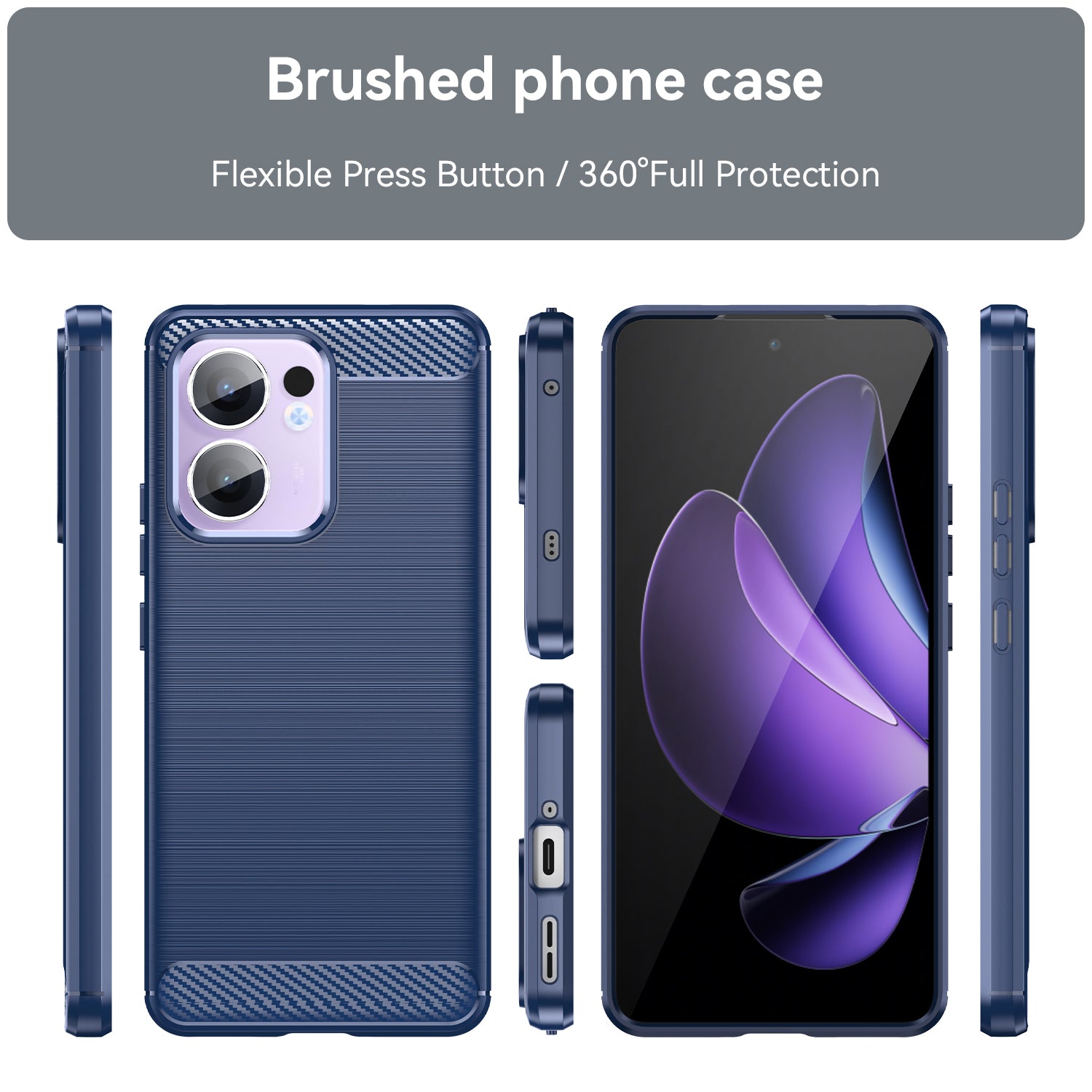 OPPO Reno 13F 5G Carbon Fibre TPU Case Slim Shockproof Cover Navy