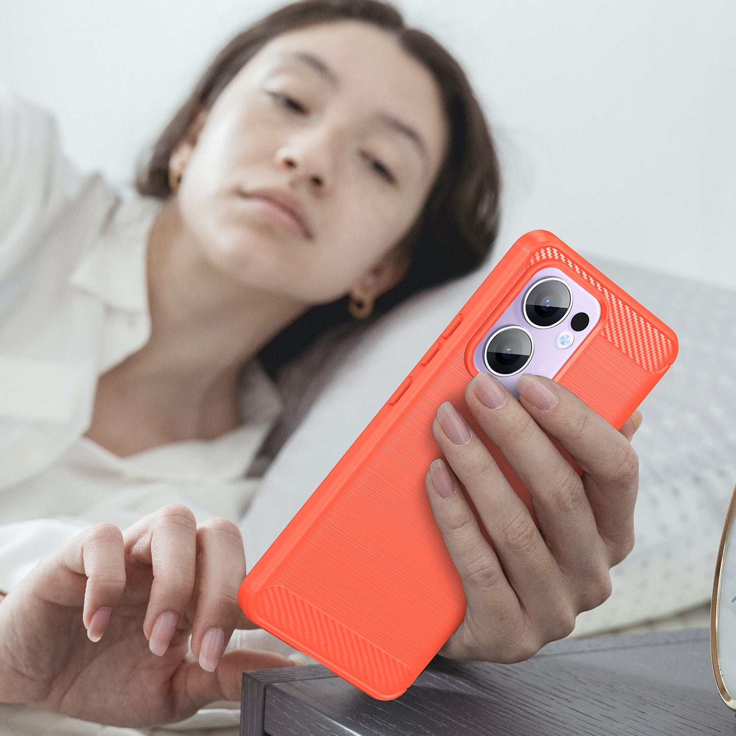 OPPO Reno 13F 5G Carbon Fibre TPU Case Slim Shockproof Cover Red