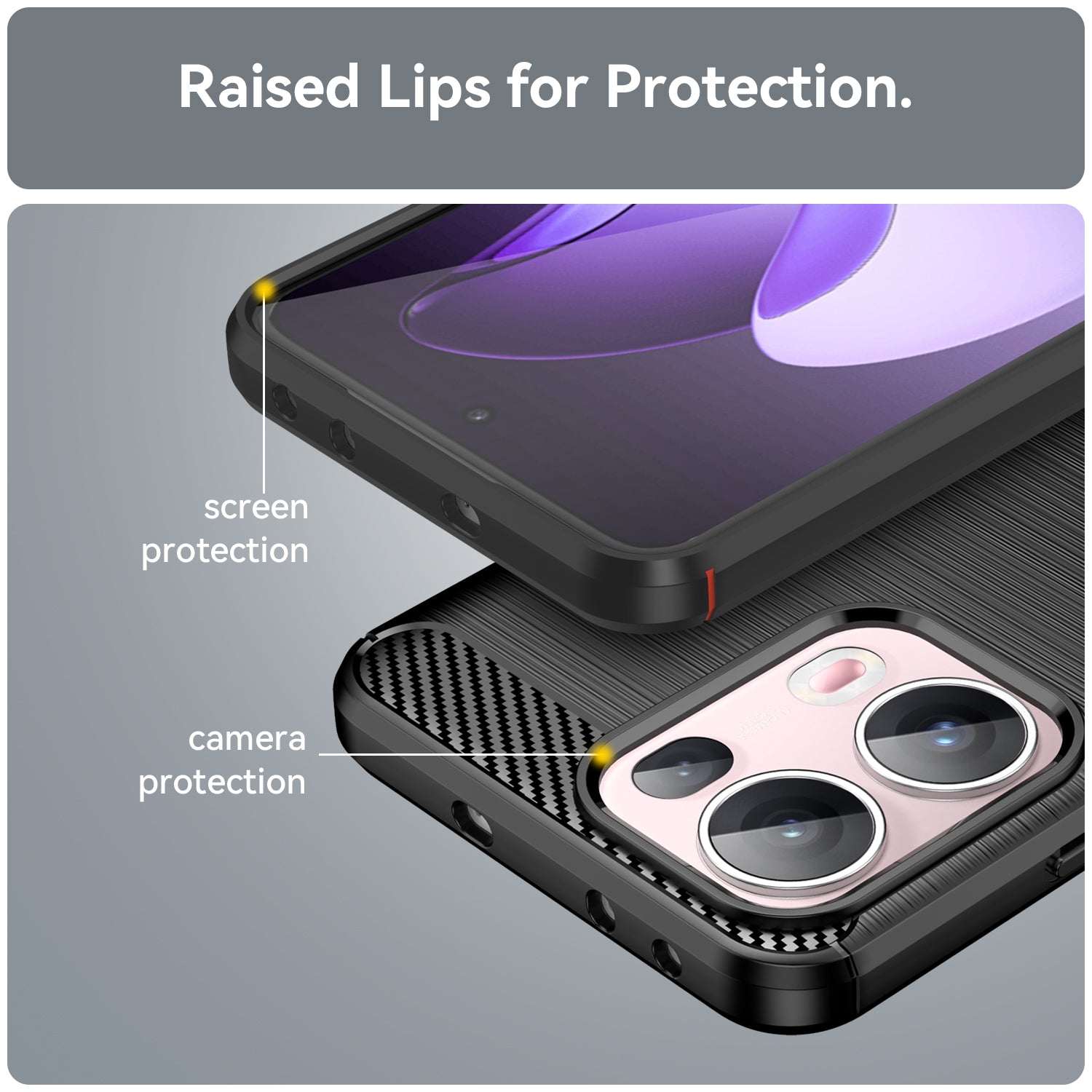 OPPO Reno 13Pro 5G Carbon Fibre TPU Case Slim Shockproof Cover Black