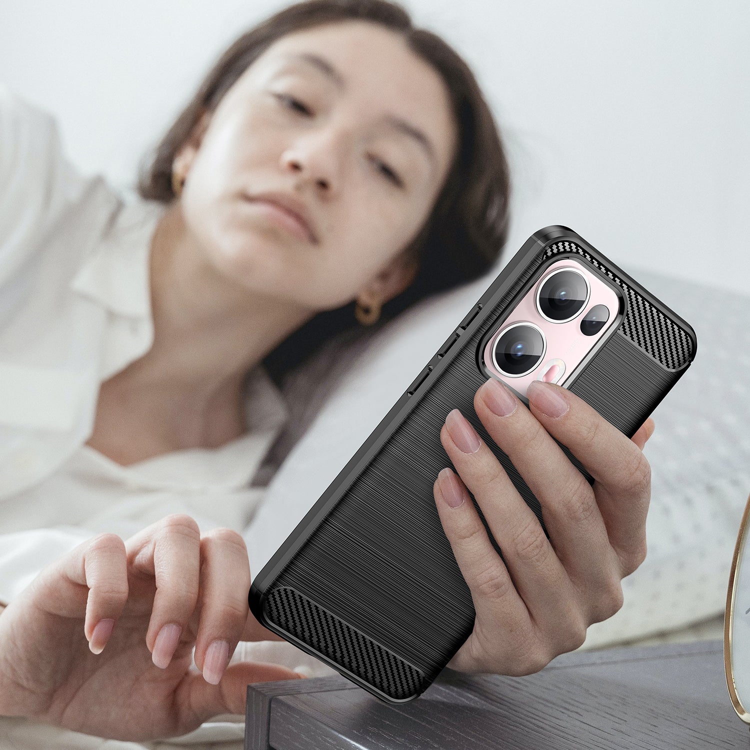 OPPO Reno 13Pro 5G Carbon Fibre TPU Case Slim Shockproof Cover Black