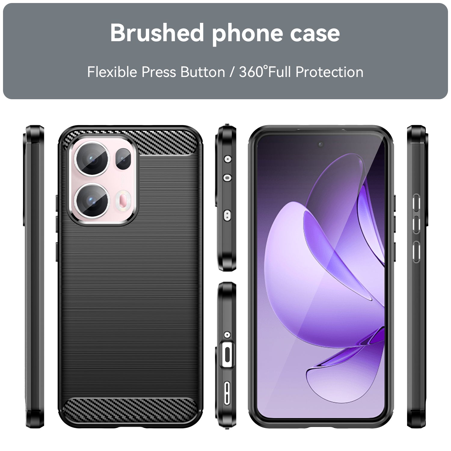 OPPO Reno 13Pro 5G Carbon Fibre TPU Case Slim Shockproof Cover Black