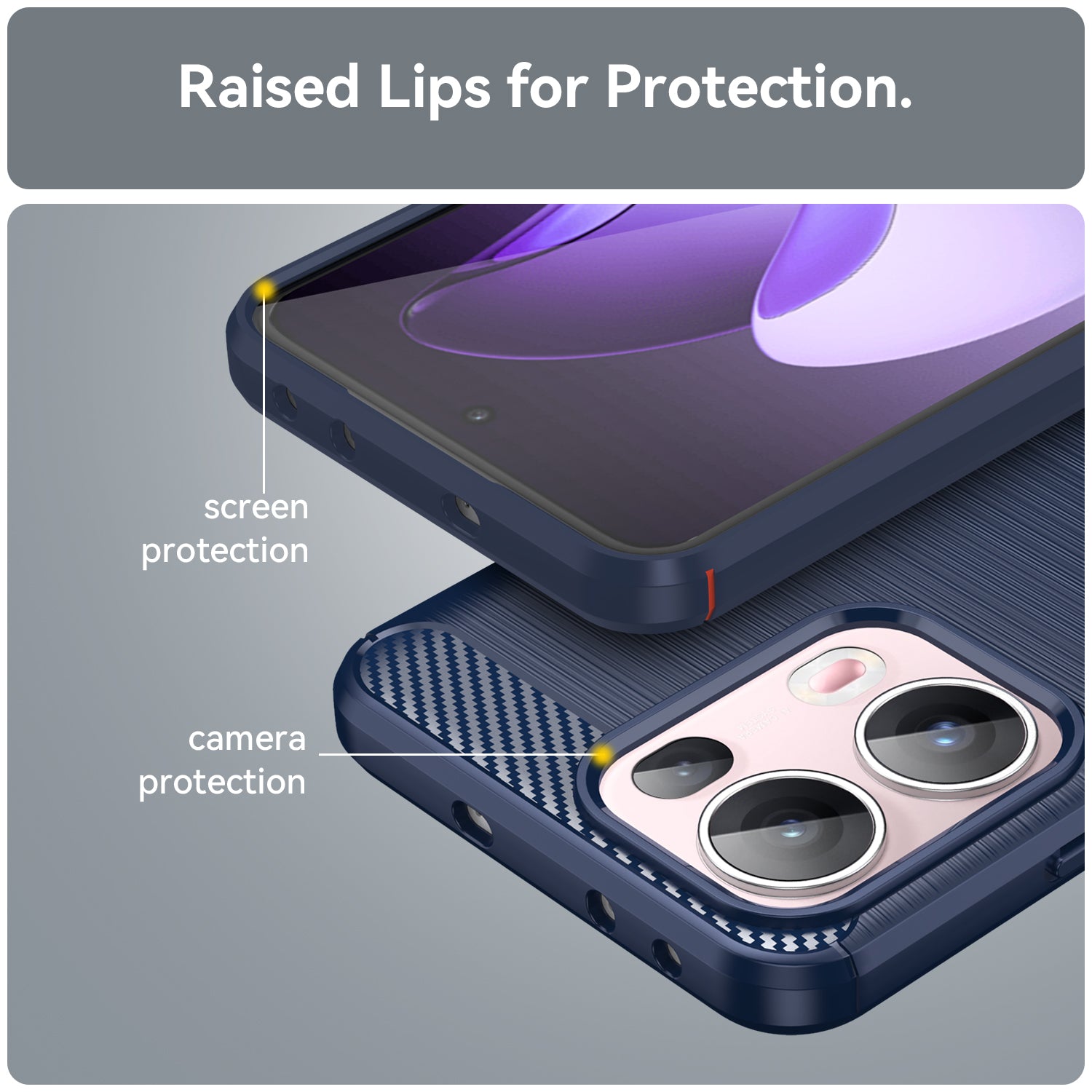 OPPO Reno 13Pro 5G Carbon Fibre TPU Case Slim Shockproof Cover Navy