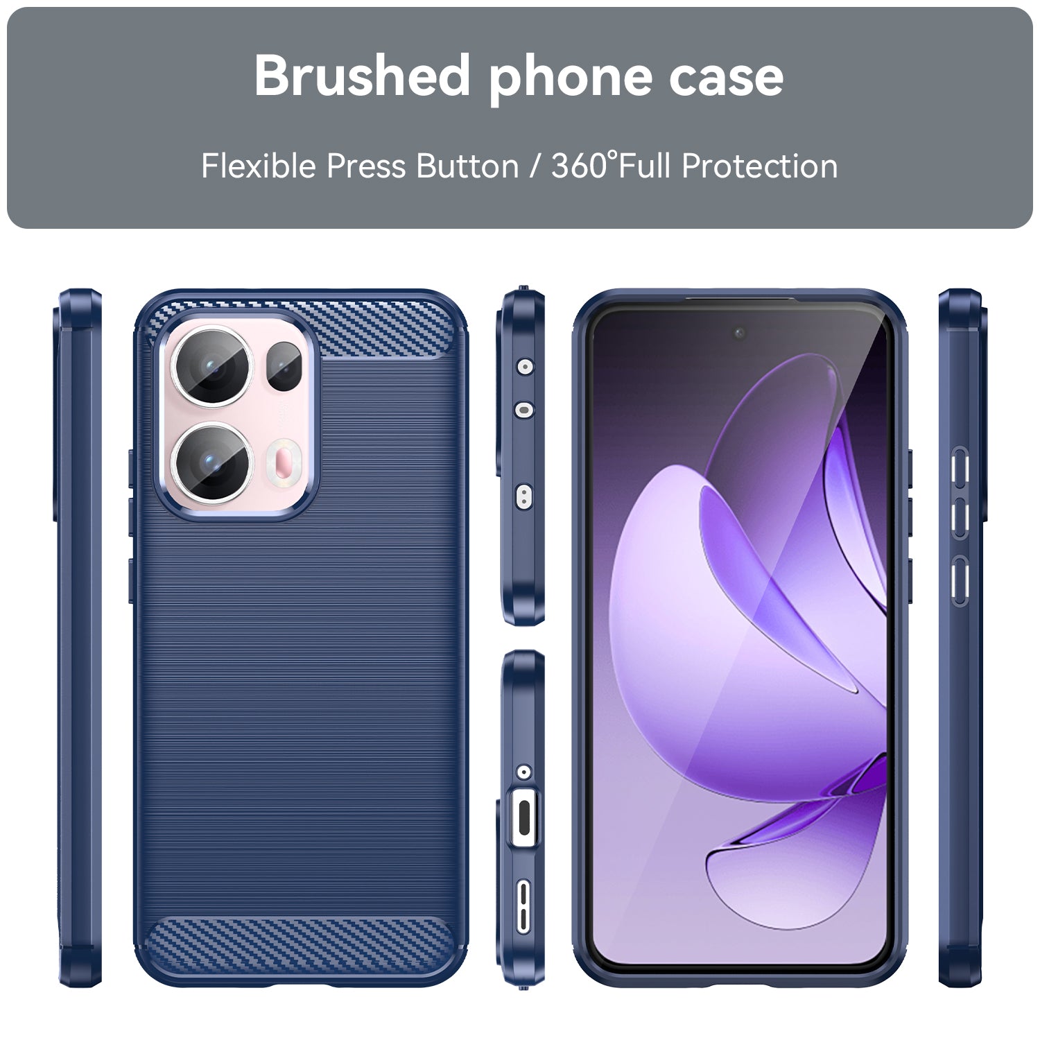OPPO Reno 13Pro 5G Carbon Fibre TPU Case Slim Shockproof Cover Navy