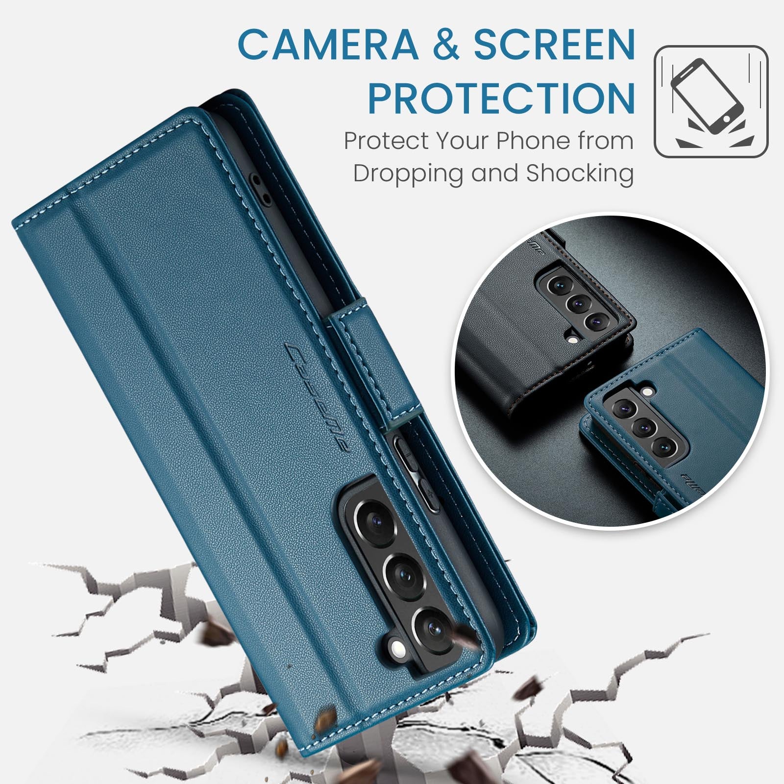 Samsung Galaxy S22 Plus CaseMe 023 Wallet Flip Cover, RFID Protection, Card Holder