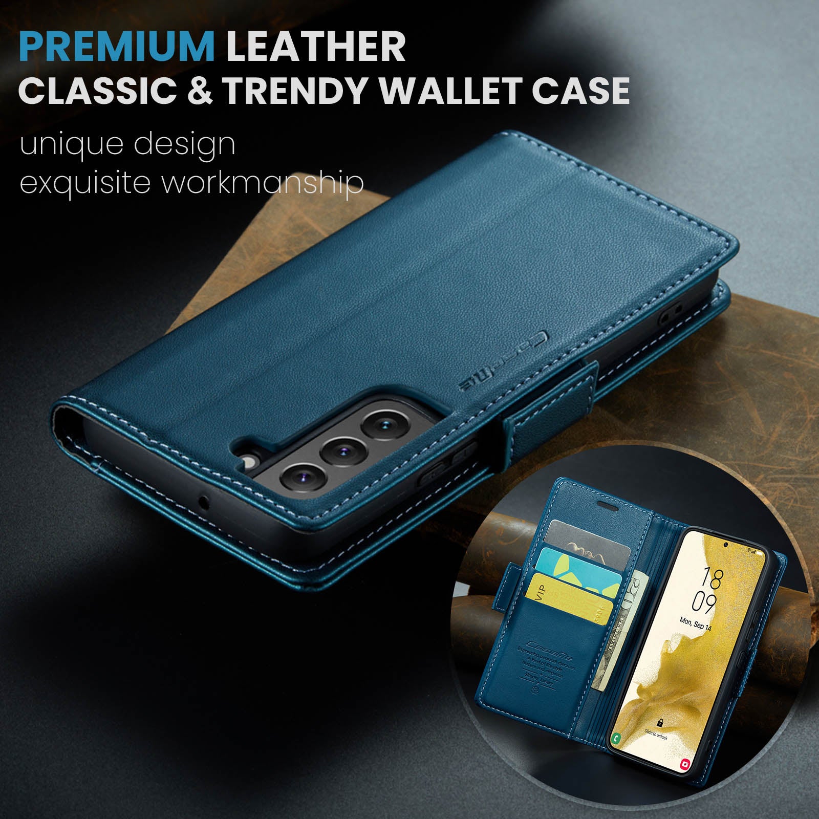 Samsung Galaxy S22 Plus CaseMe 023 Wallet Flip Cover, RFID Protection, Card Holder