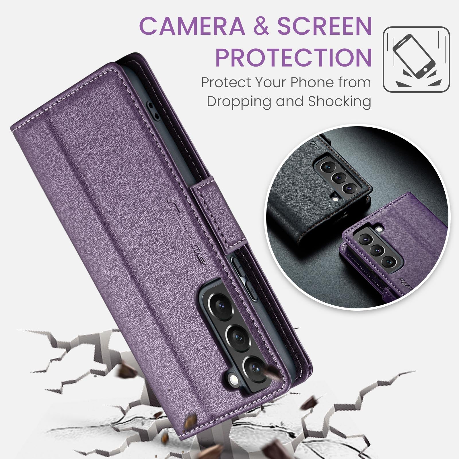 Samsung Galaxy S22 Plus CaseMe 023 Wallet Flip Cover, RFID Protection, Card Holder
