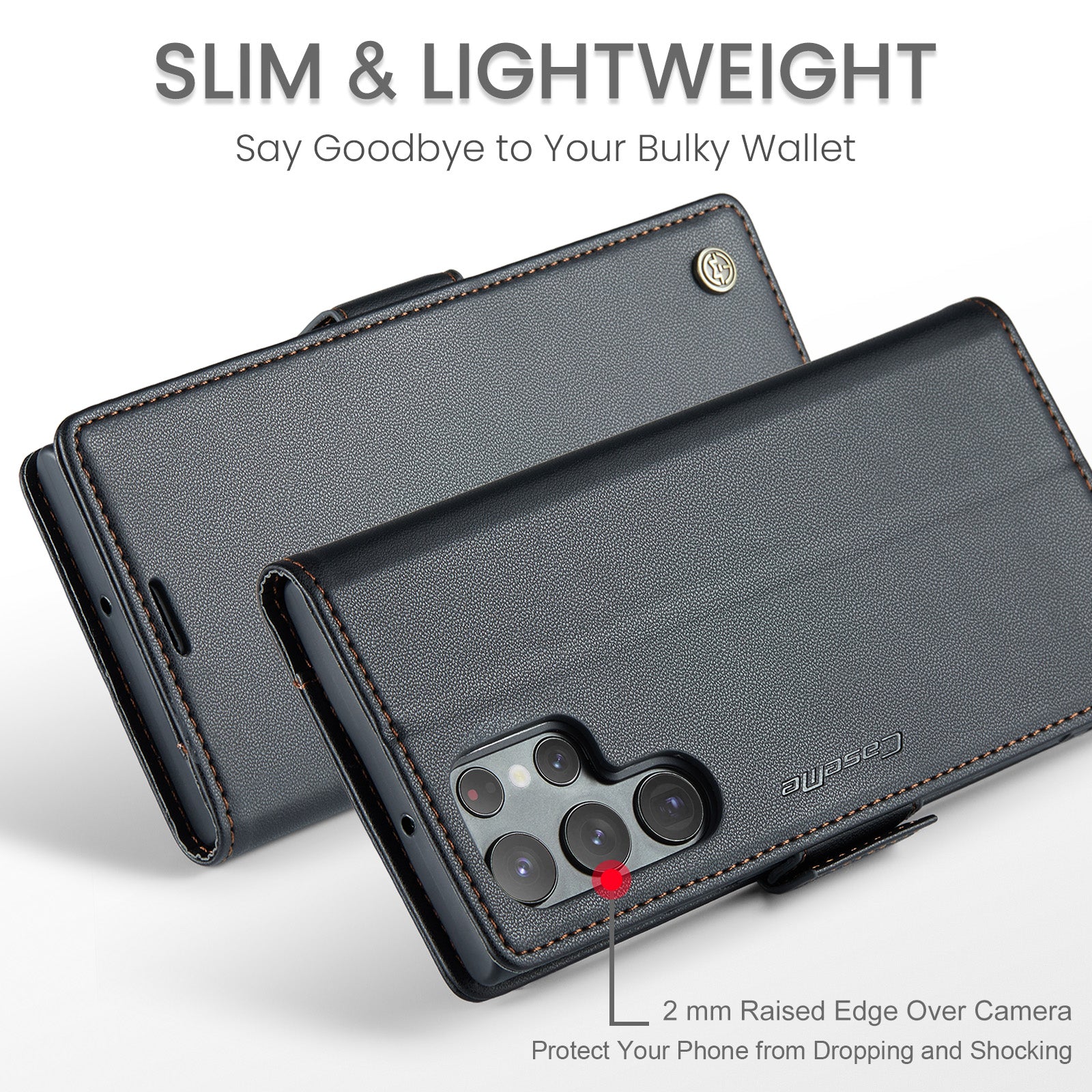 Samsung Galaxy S22 Ultra CaseMe 023 Wallet Flip Cover, RFID Protection, Card Holder