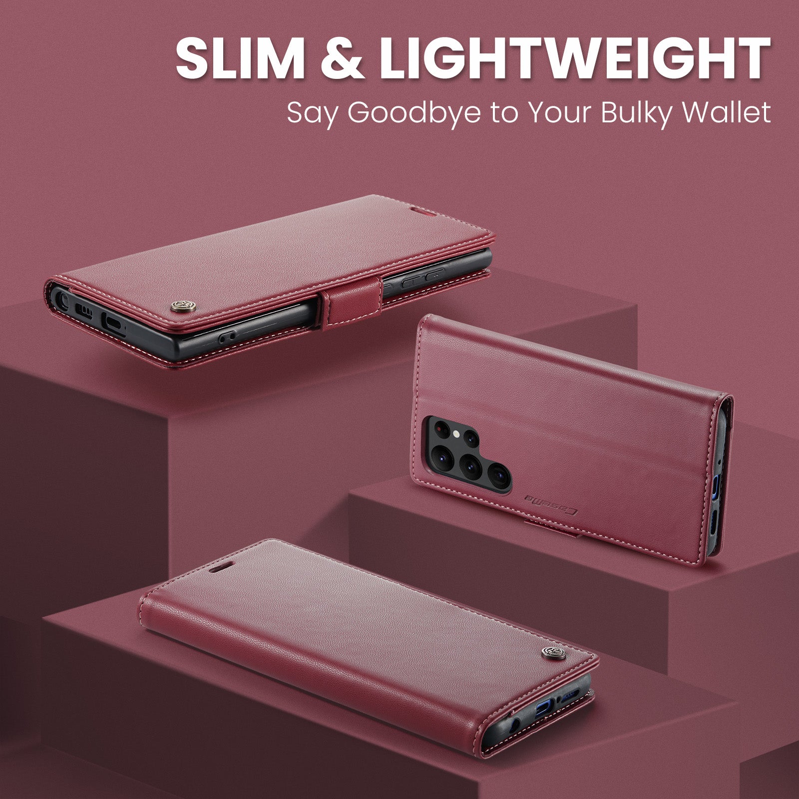 Samsung Galaxy S22 Ultra CaseMe 023 Wallet Flip Cover, RFID Protection, Card Holder