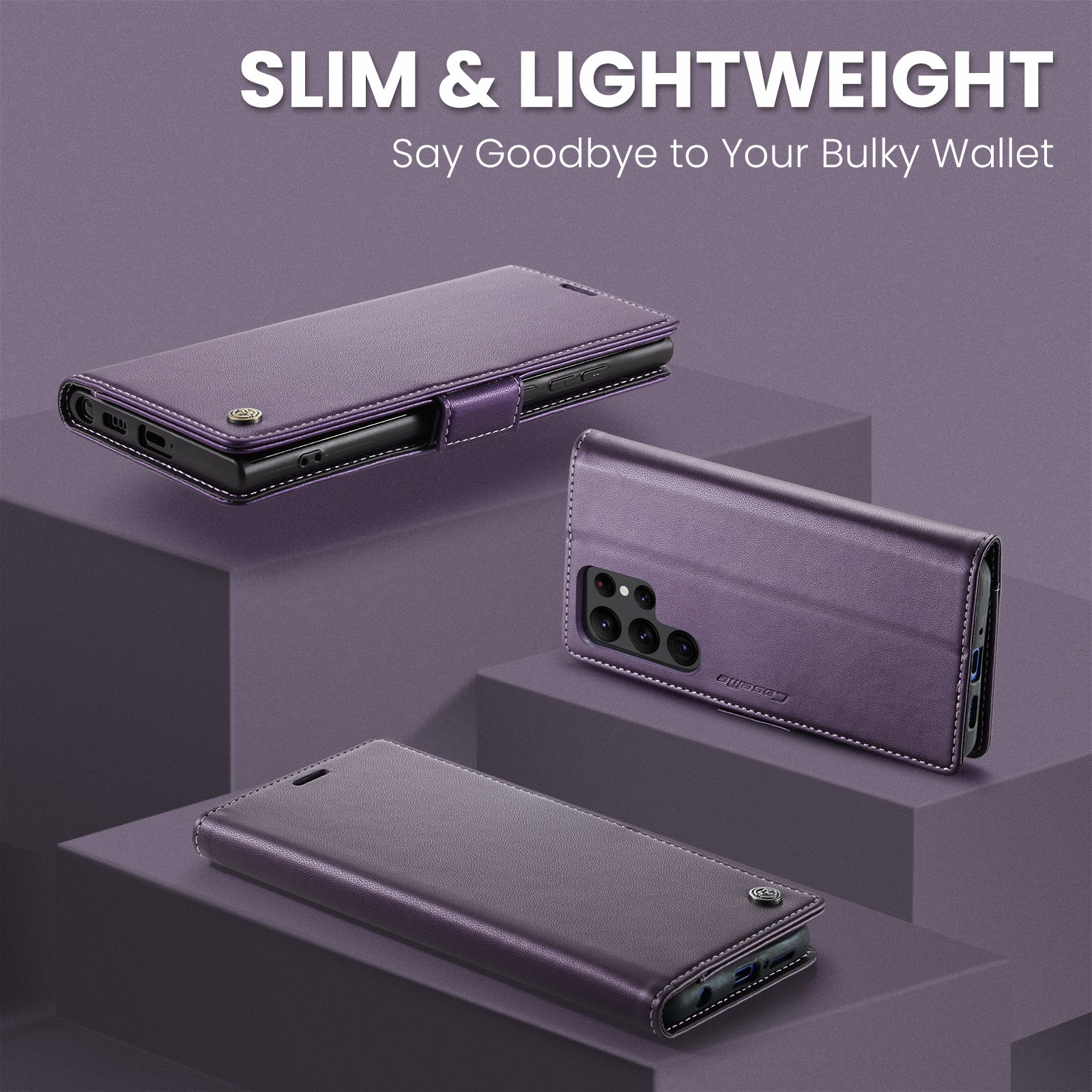 Samsung Galaxy S22 Ultra CaseMe 023 Wallet Flip Cover, RFID Protection, Card Holder
