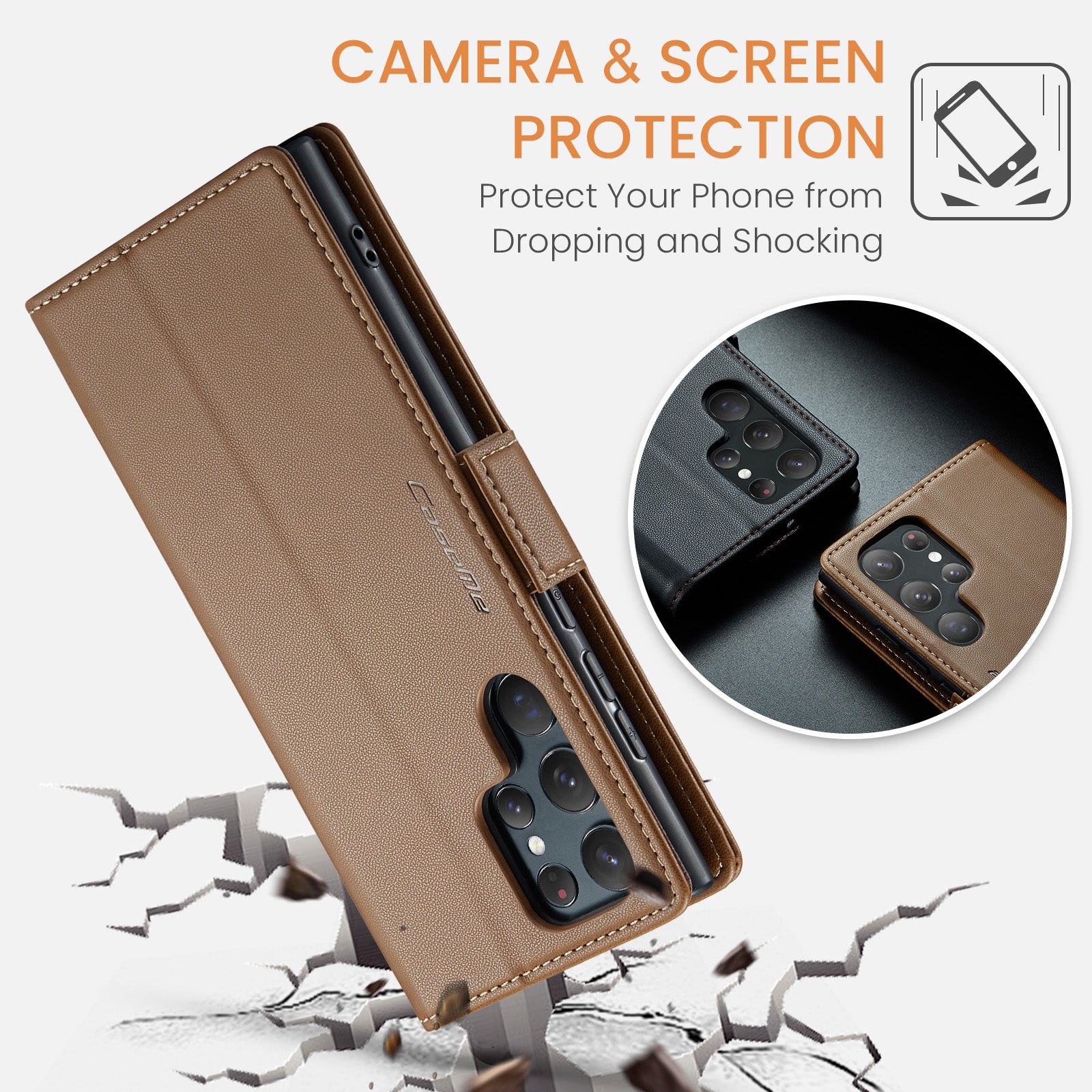 Samsung Galaxy S22 Ultra CaseMe 023 Wallet Flip Cover, RFID Protection, Card Holder