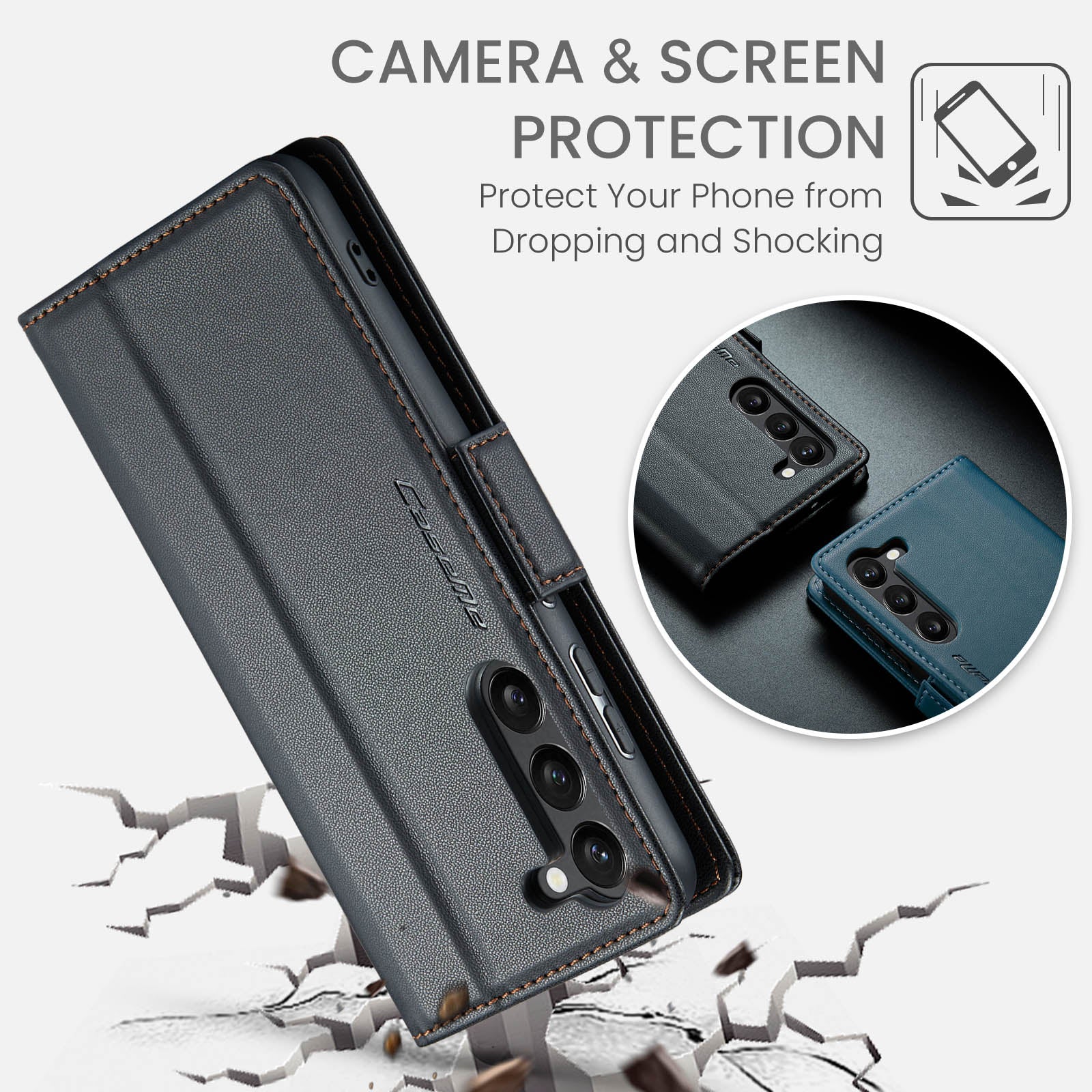 Samsung Galaxy S23 CaseMe 023 Wallet Flip Cover, RFID Protection, Card Holder