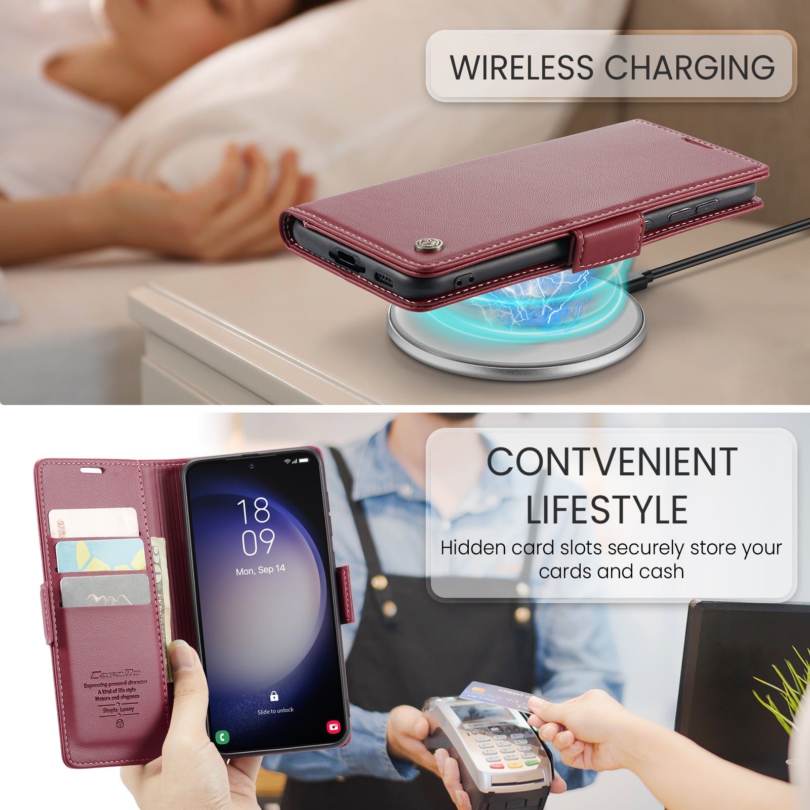 Samsung Galaxy S23 CaseMe 023 Wallet Flip Cover, RFID Protection, Card Holder