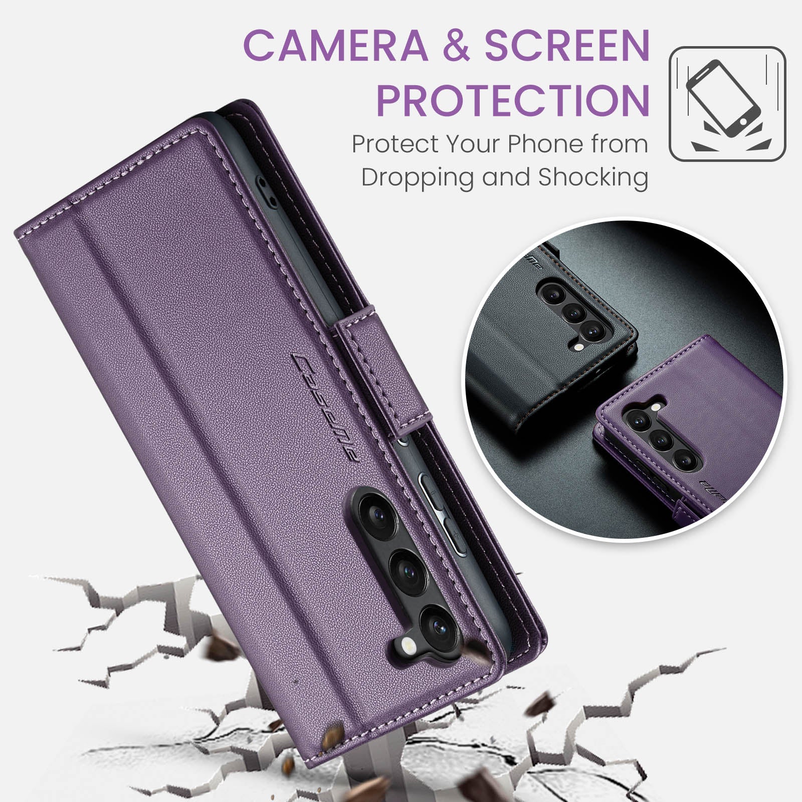 Samsung Galaxy S23 CaseMe 023 Wallet Flip Cover, RFID Protection, Card Holder