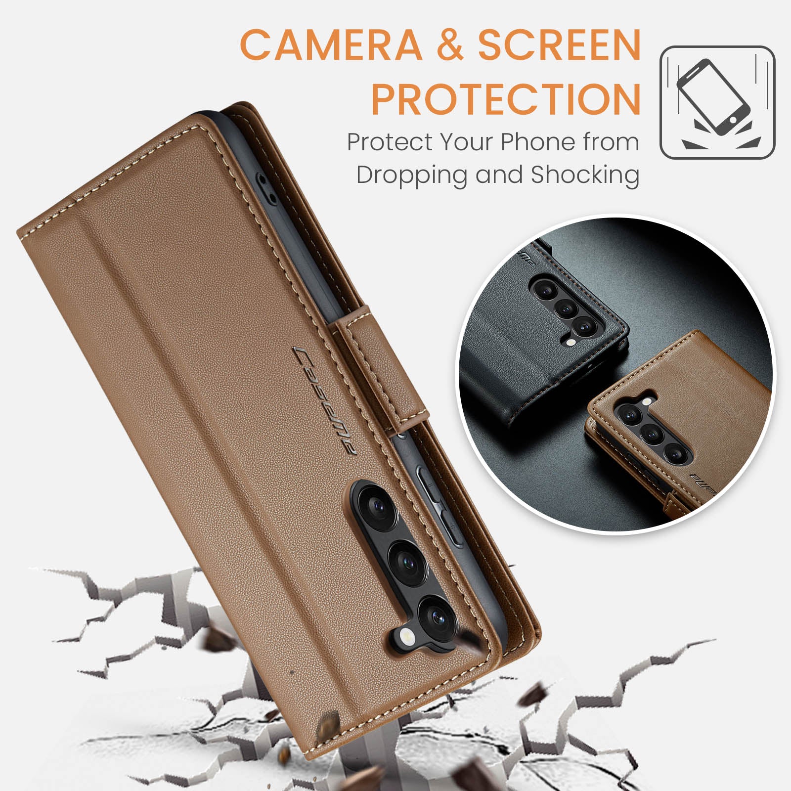 Samsung Galaxy S23 CaseMe 023 Wallet Flip Cover, RFID Protection, Card Holder