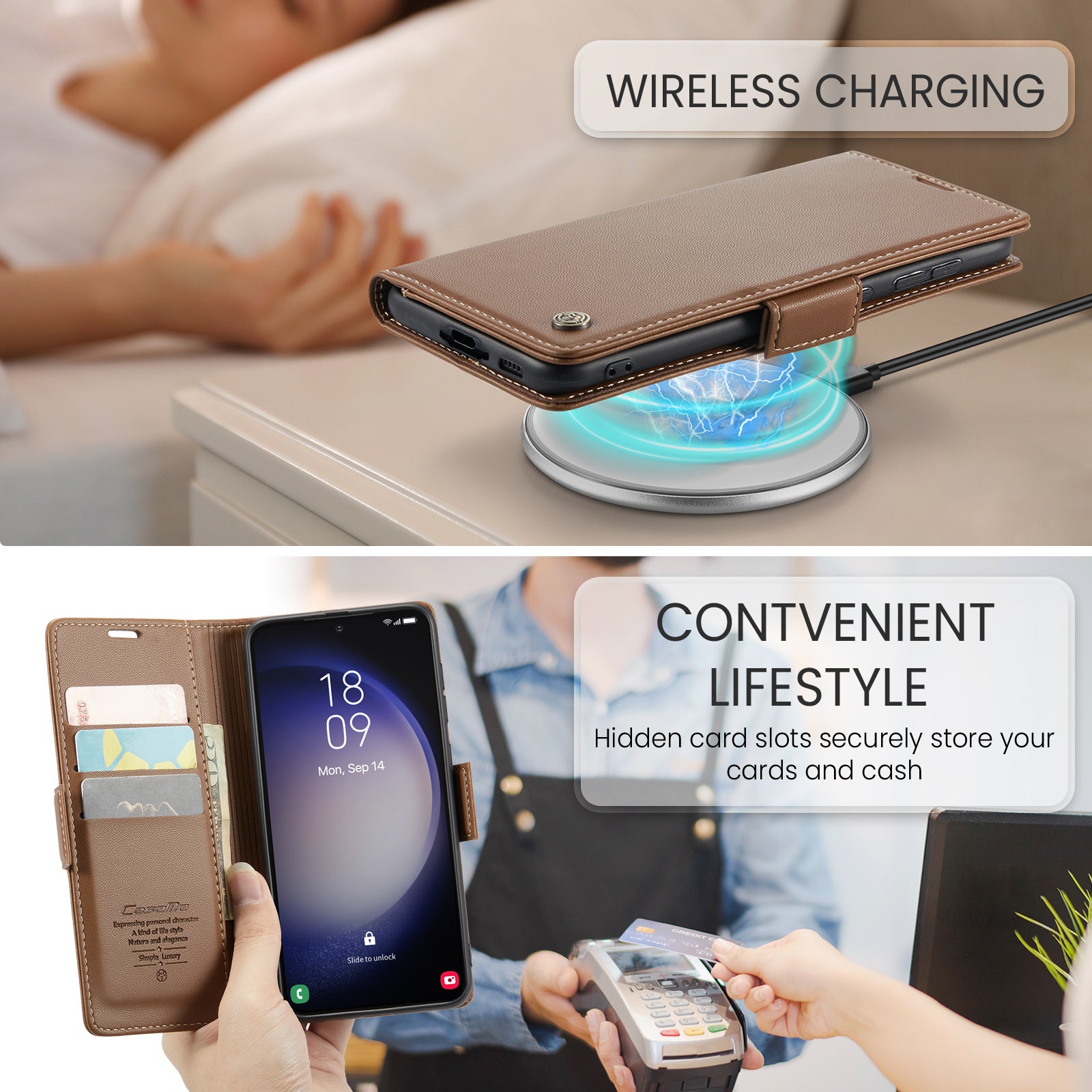 Samsung Galaxy S23 CaseMe 023 Wallet Flip Cover, RFID Protection, Card Holder