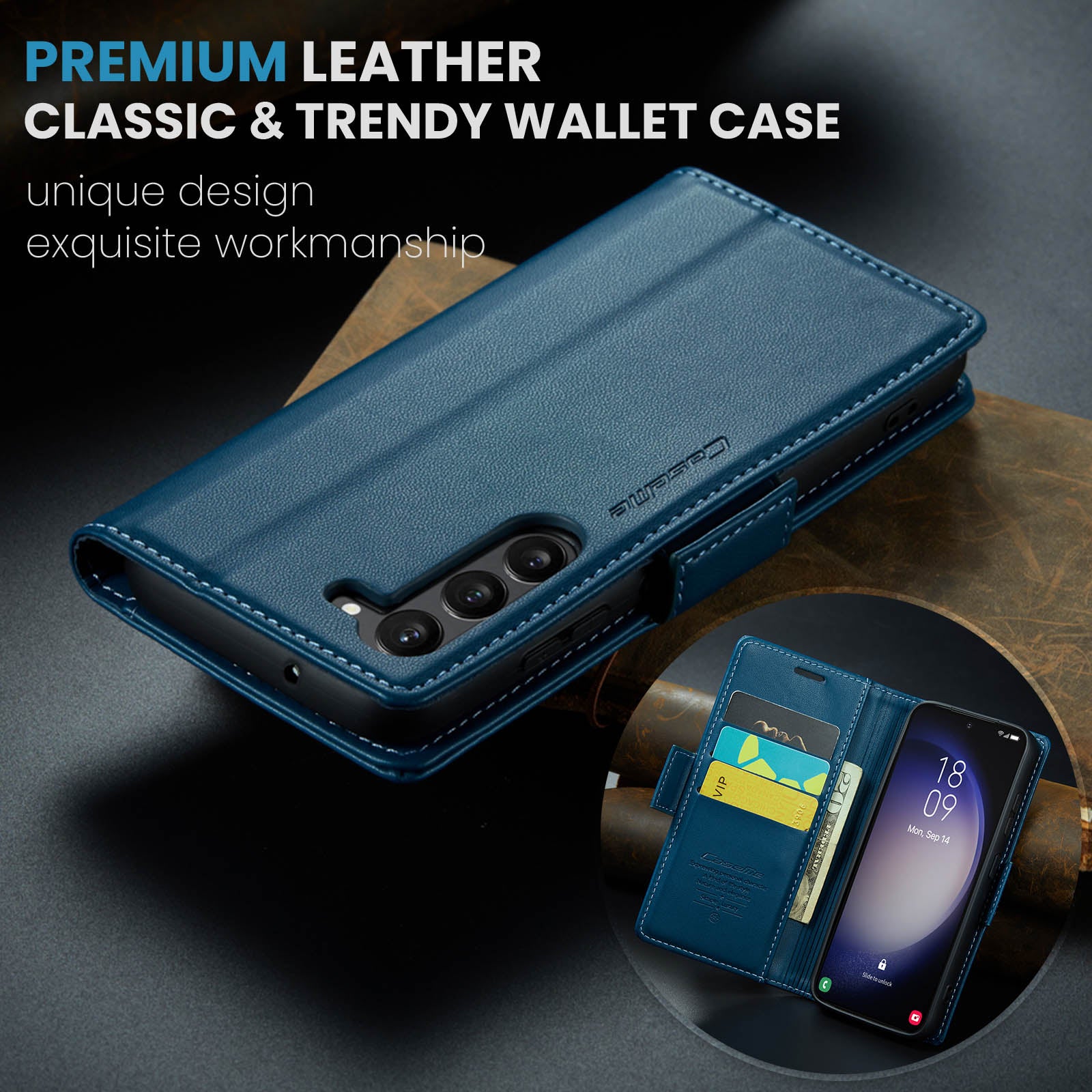 Samsung Galaxy S23 Plus CaseMe 023 Wallet Flip Cover, RFID Protection, Card Holder