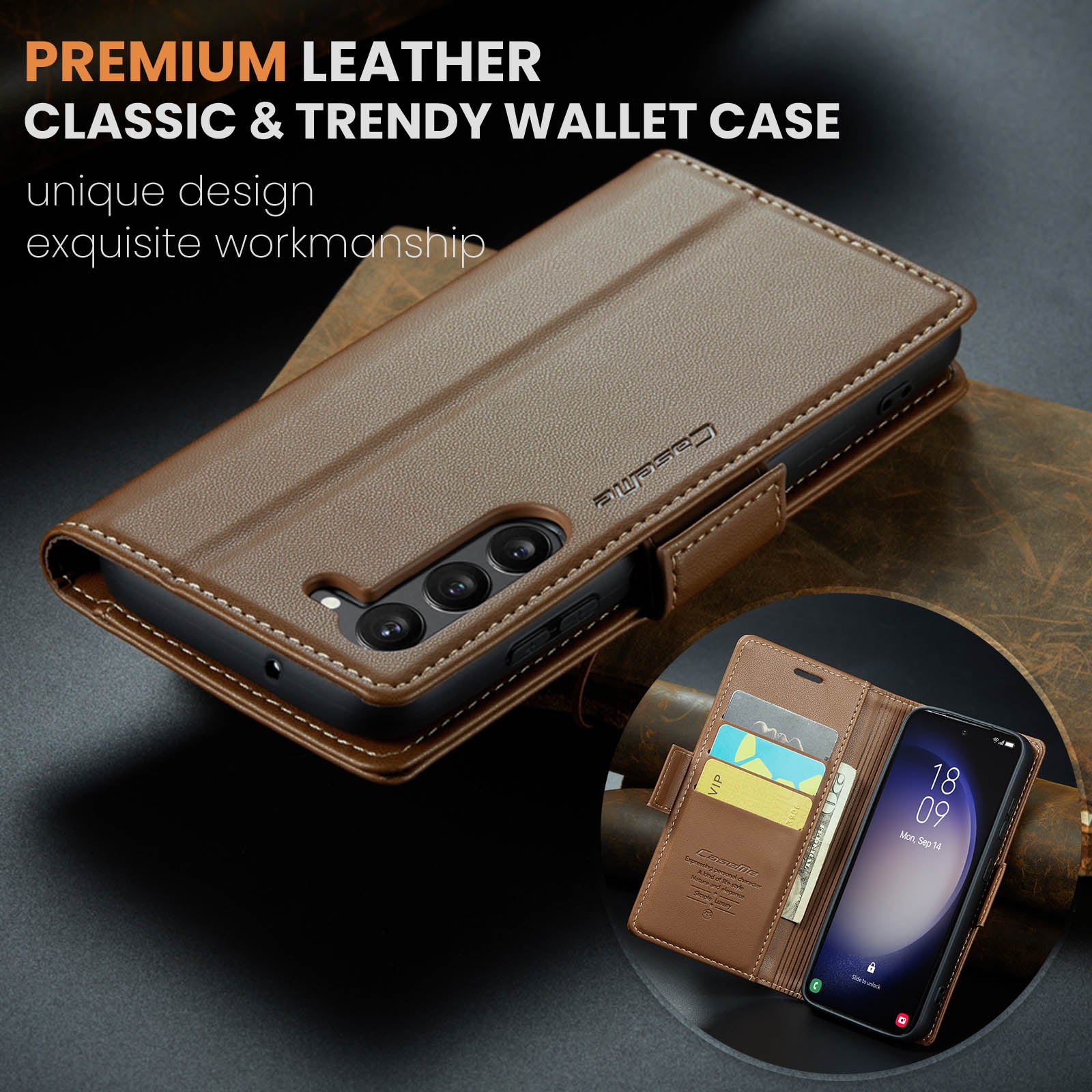 Samsung Galaxy S23 Plus CaseMe 023 Wallet Flip Cover, RFID Protection, Card Holder