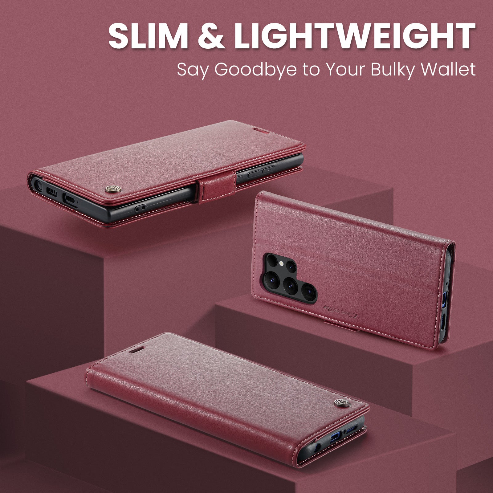 Samsung Galaxy S23 Ultra CaseMe 023 Wallet Flip Cover, RFID Protection, Card Holder