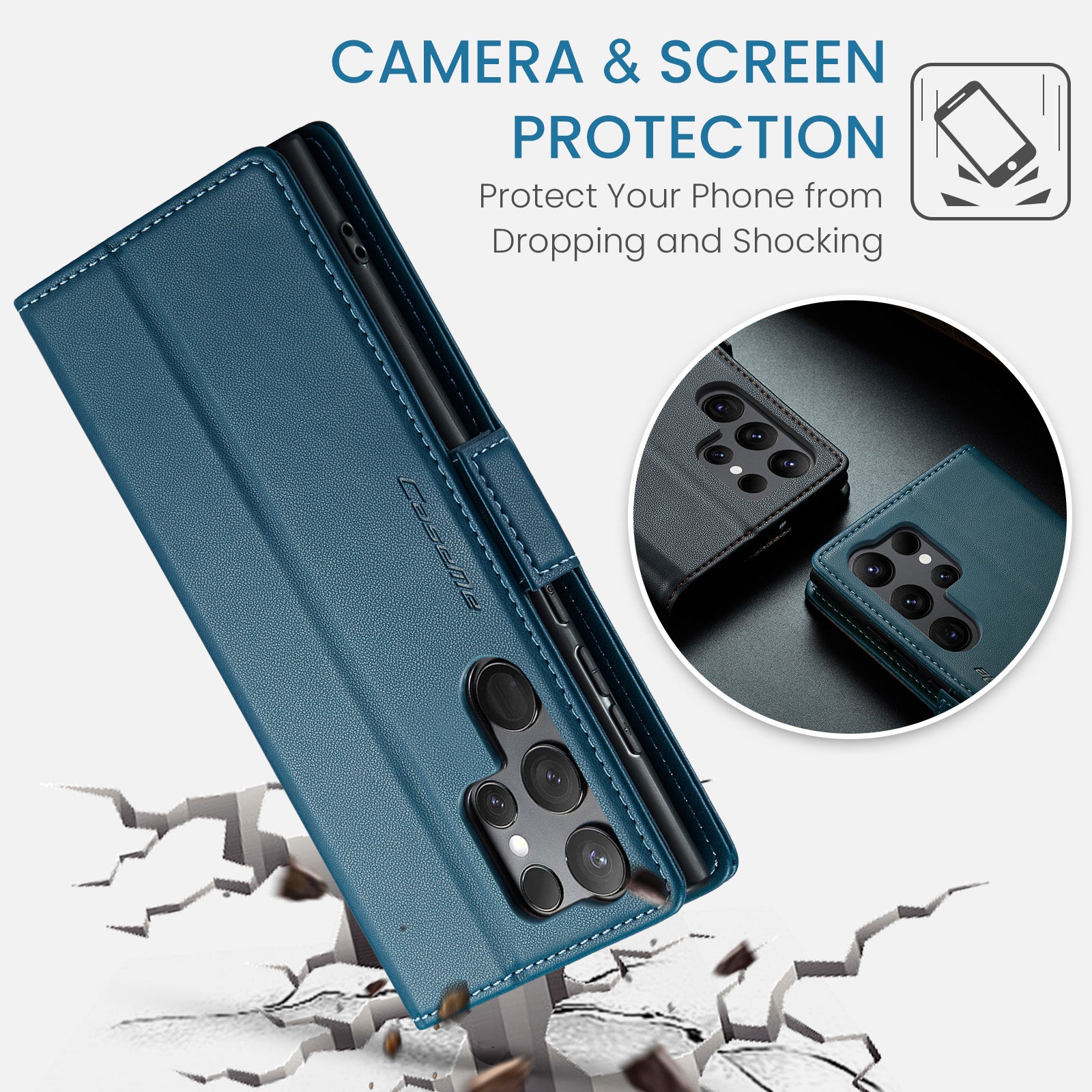 Samsung Galaxy S23 Ultra CaseMe 023 Wallet Flip Cover, RFID Protection, Card Holder