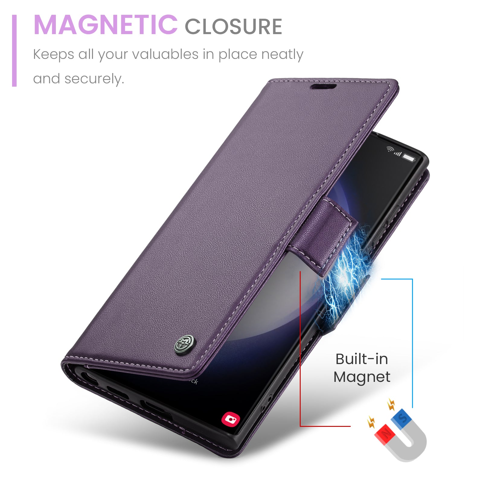 Samsung Galaxy S23 Ultra CaseMe 023 Wallet Flip Cover, RFID Protection, Card Holder