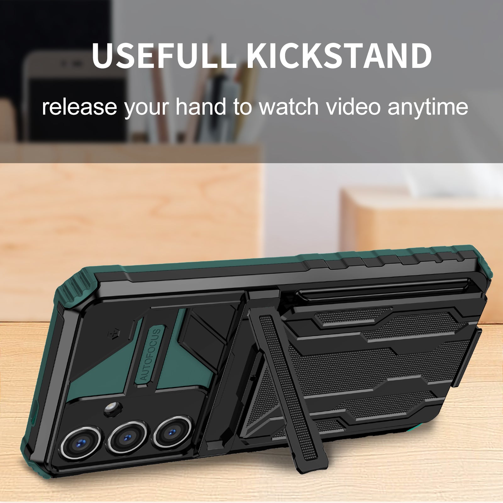 Samsung S24FE Heavy Duty Kickstand Card Holder Case Shockproof Teal