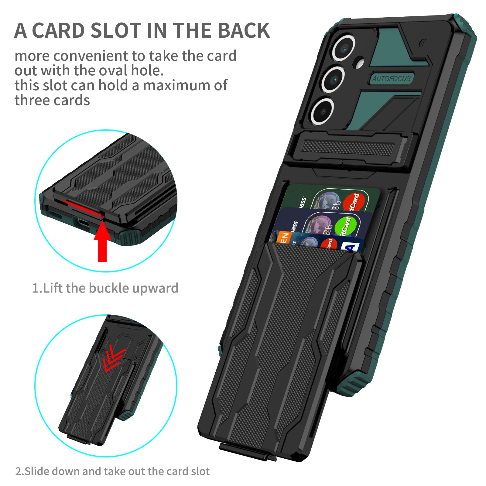 Samsung A16 5G Heavy Duty Kickstand Card Holder Case Shockproof Teal