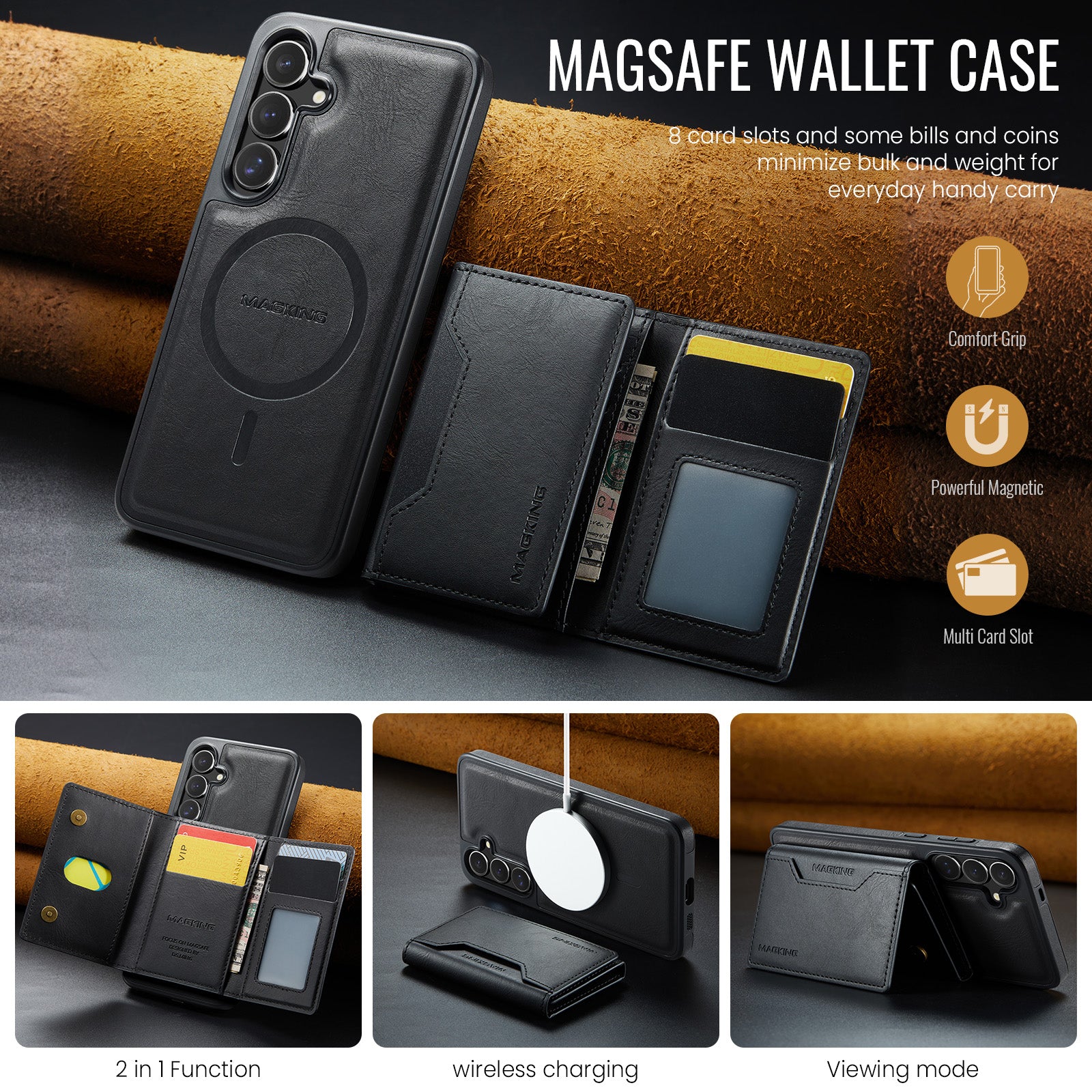 Samsung Galaxy S25 Case DG.Ming MagSafe Wallet Case (Black)