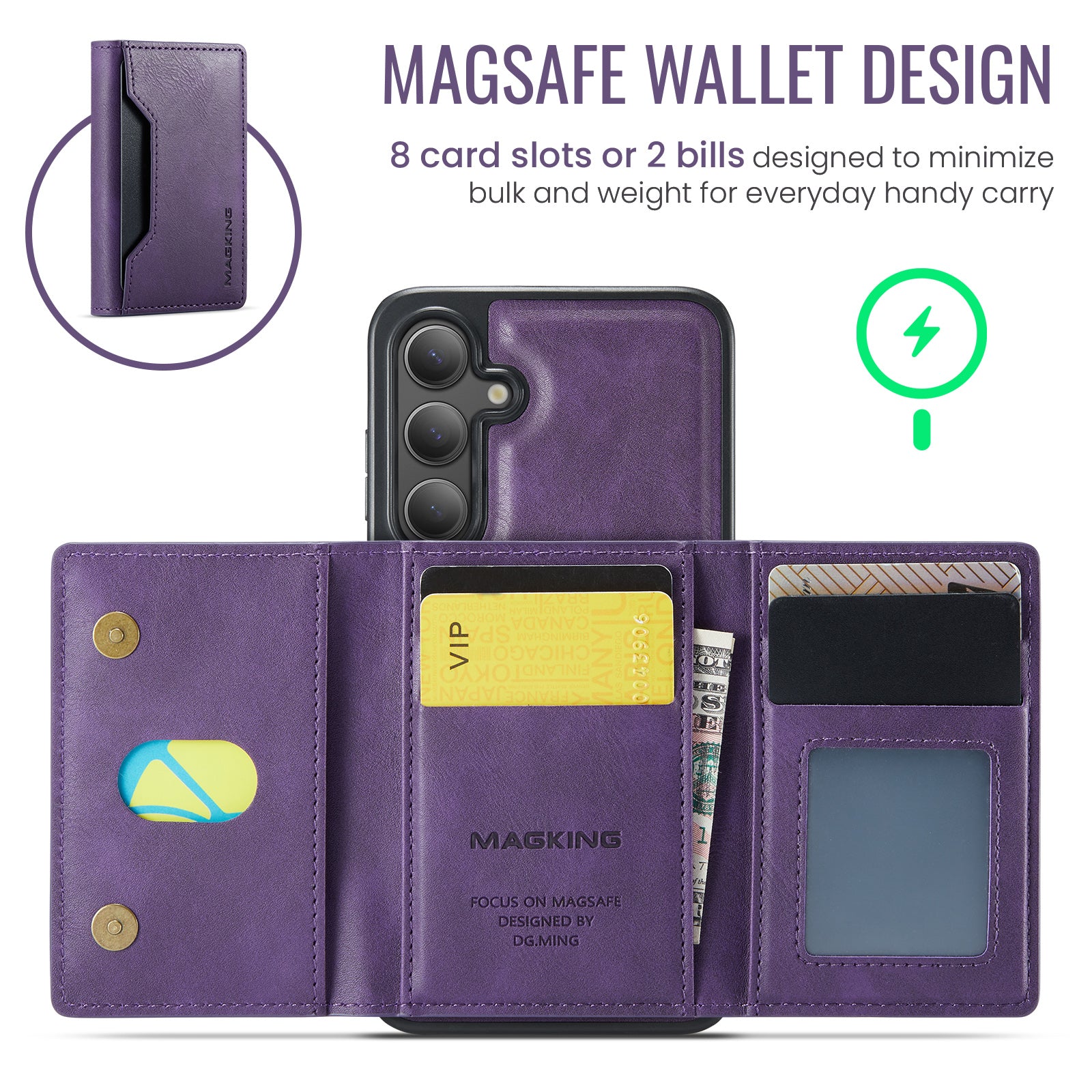 Samsung Galaxy S25 Case DG.Ming MagSafe Wallet Case (Purple)