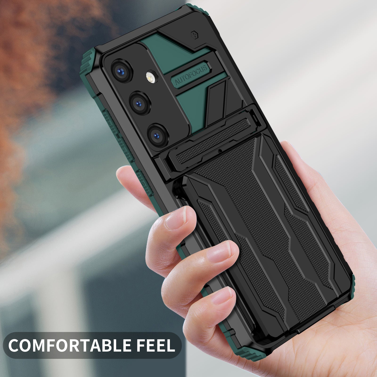 Samsung S25Plus Heavy Duty Kickstand Card Holder Case Shockproof Teal