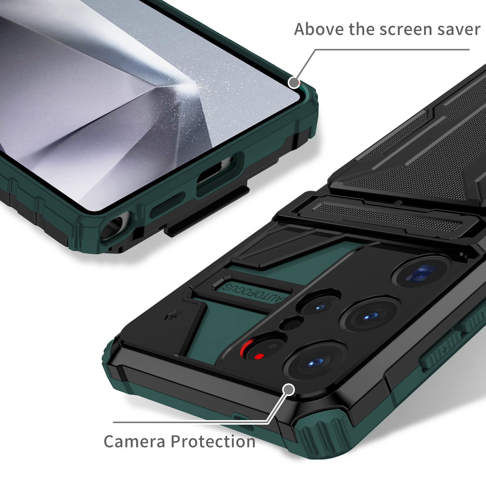 Samsung S25Ultra Heavy Duty Kickstand Card Holder Case Shockproof Teal