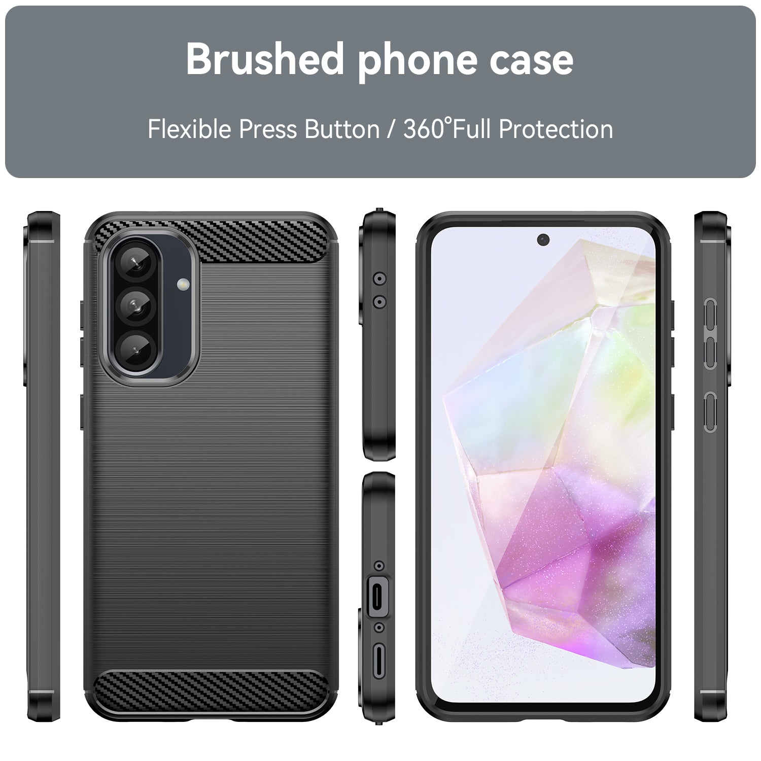 Samsung A56 5G Carbon Fibre TPU Case Slim Shockproof Cover Black