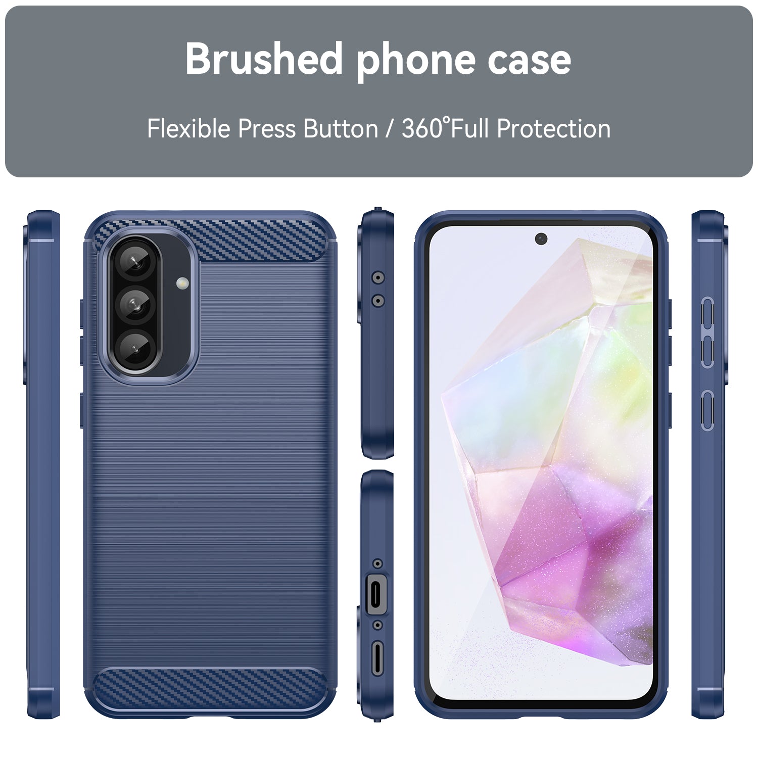 Samsung A56 5G Carbon Fibre TPU Case Slim Shockproof Cover Navy