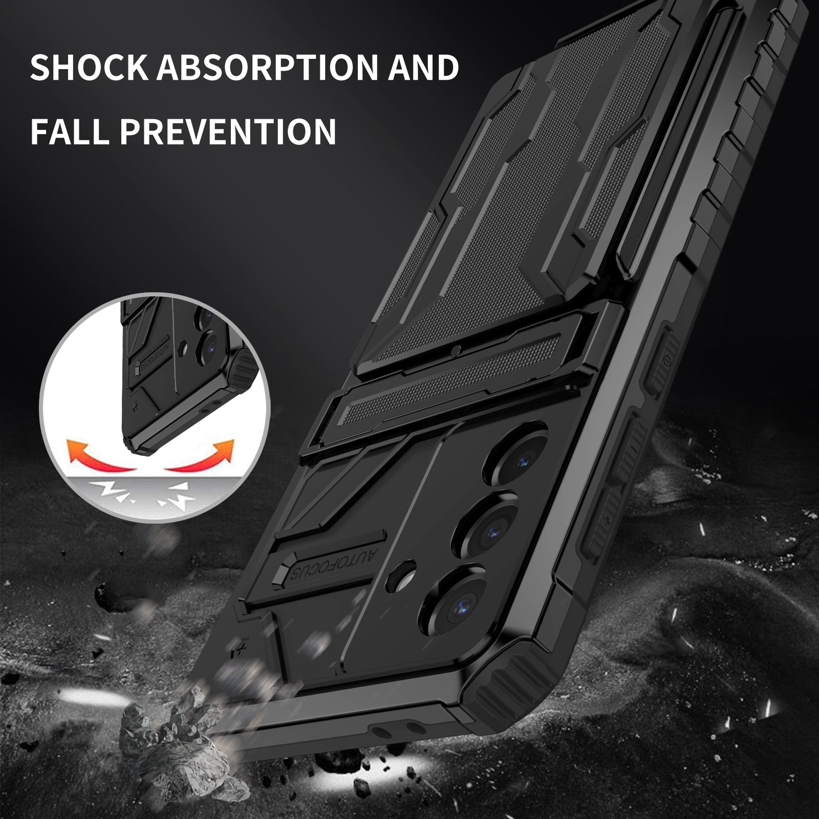 Samsung A56 5G Heavy Duty Kickstand Card Holder Case Shockproof Black