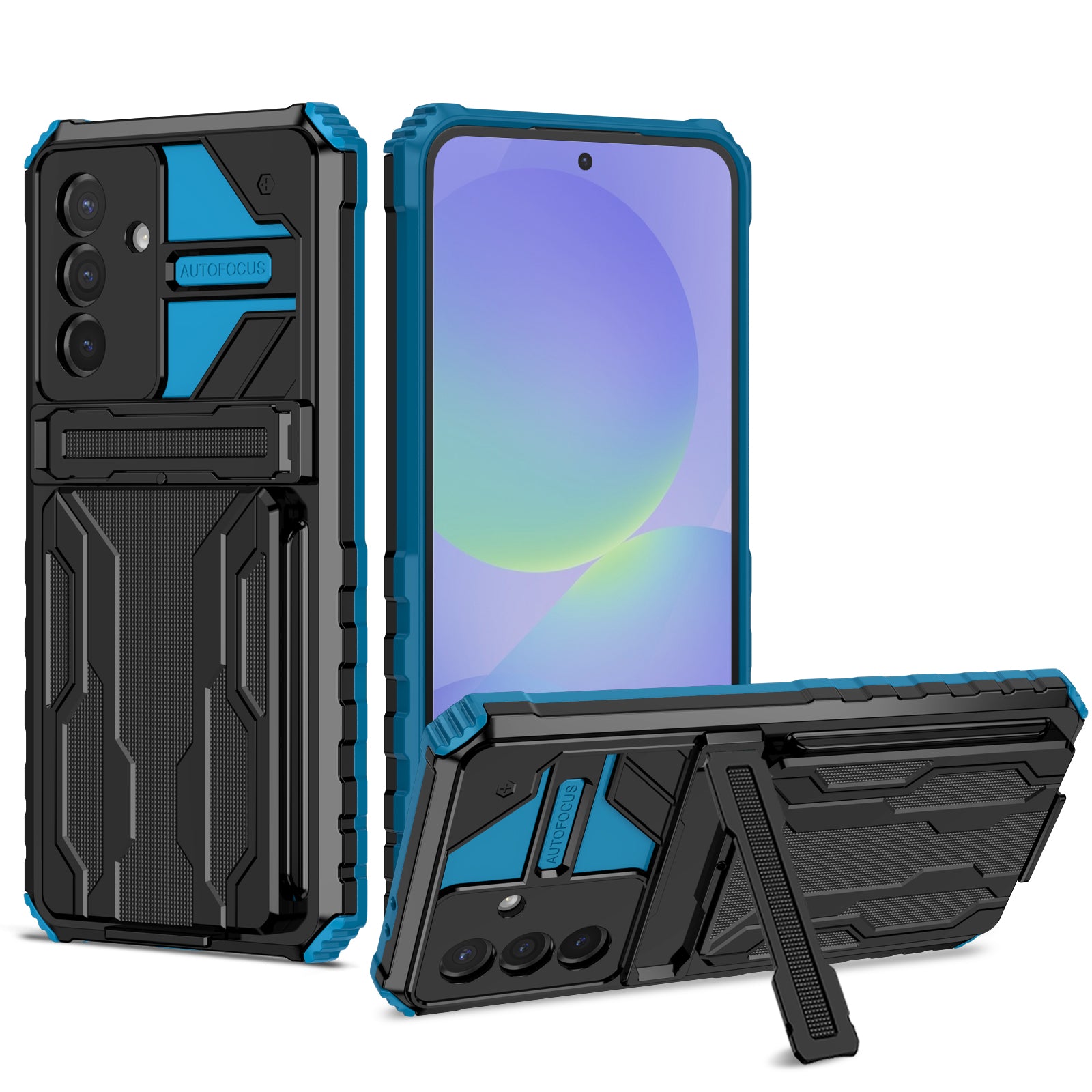 Samsung A56 5G Heavy Duty Kickstand Card Holder Case Shockproof Navy