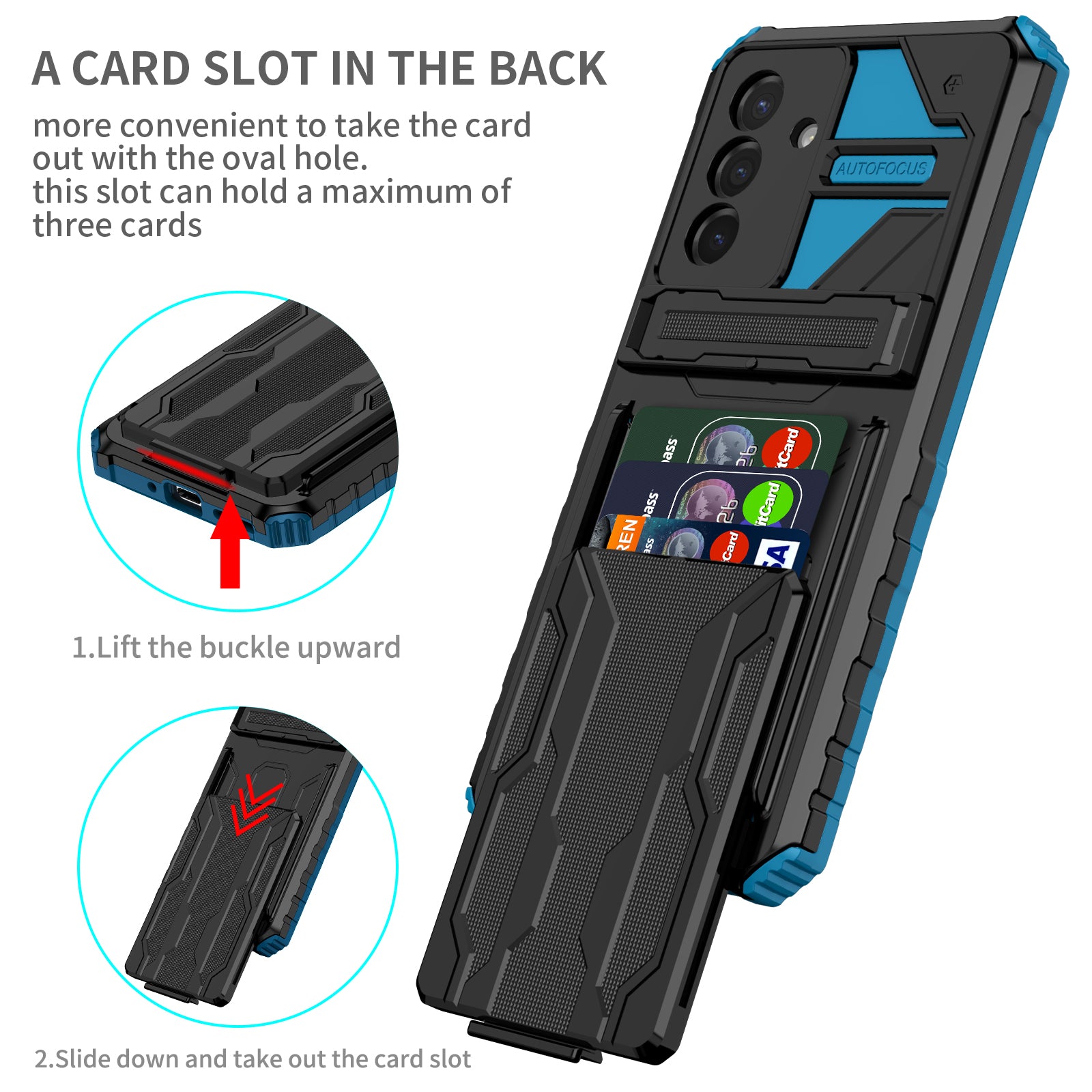 Samsung A56 5G Heavy Duty Kickstand Card Holder Case Shockproof Navy
