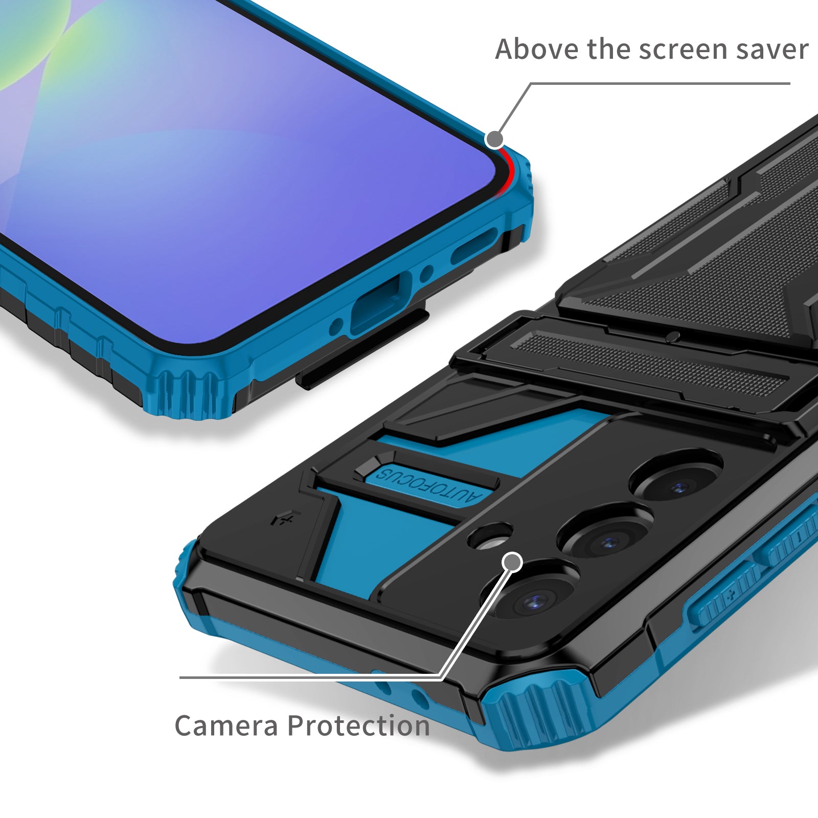 Samsung A56 5G Heavy Duty Kickstand Card Holder Case Shockproof Navy
