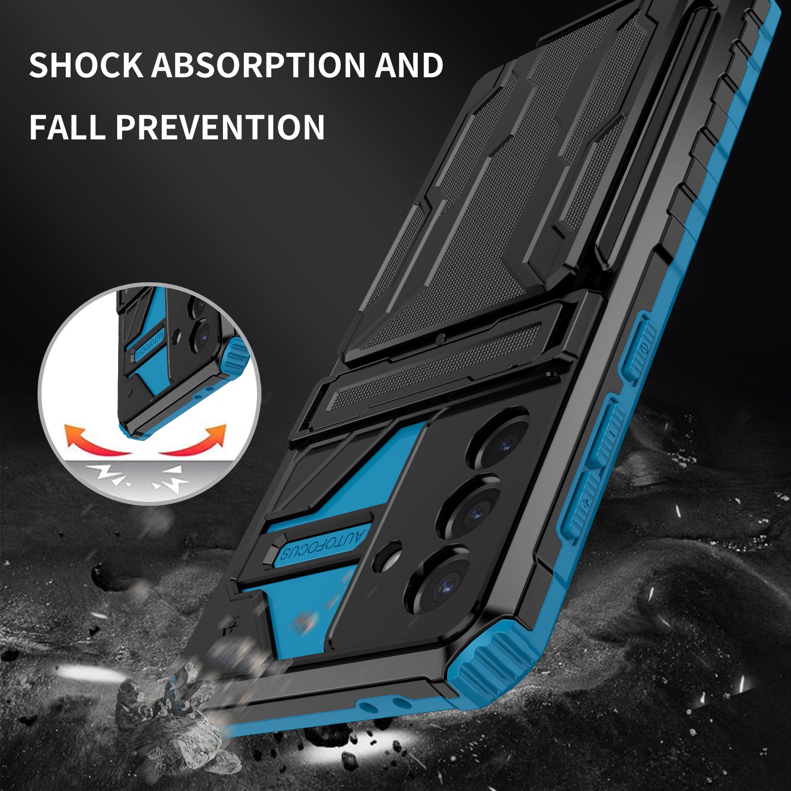 Samsung A56 5G Heavy Duty Kickstand Card Holder Case Shockproof Navy
