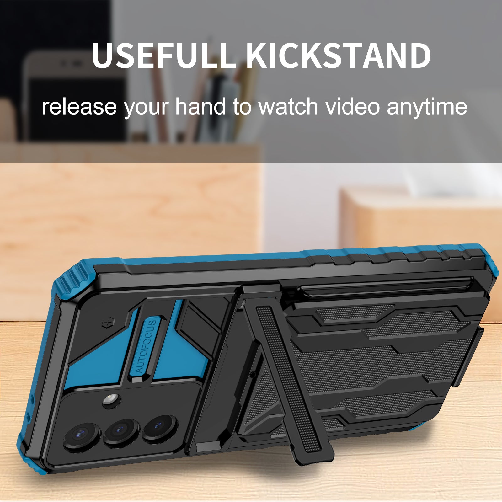 Samsung A56 5G Heavy Duty Kickstand Card Holder Case Shockproof Navy