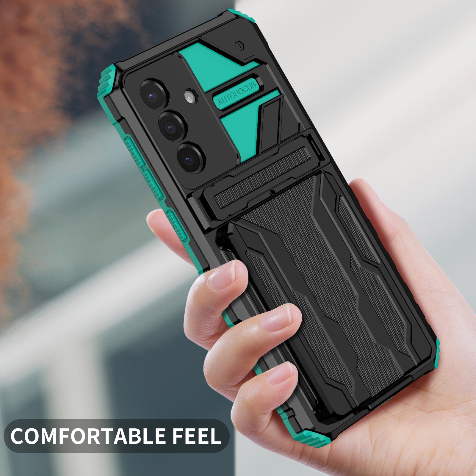 Samsung A56 5G Heavy Duty Kickstand Card Holder Case Shockproof Teal