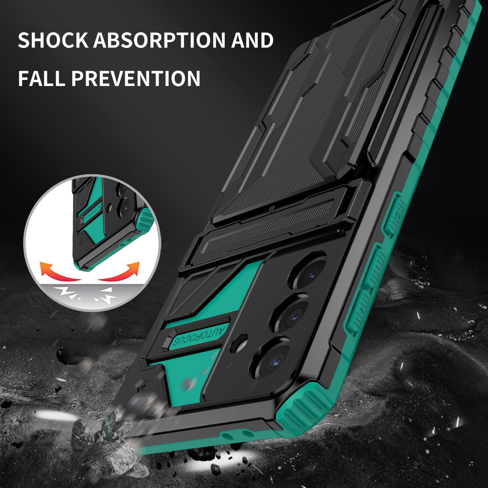 Samsung A56 5G Heavy Duty Kickstand Card Holder Case Shockproof Teal