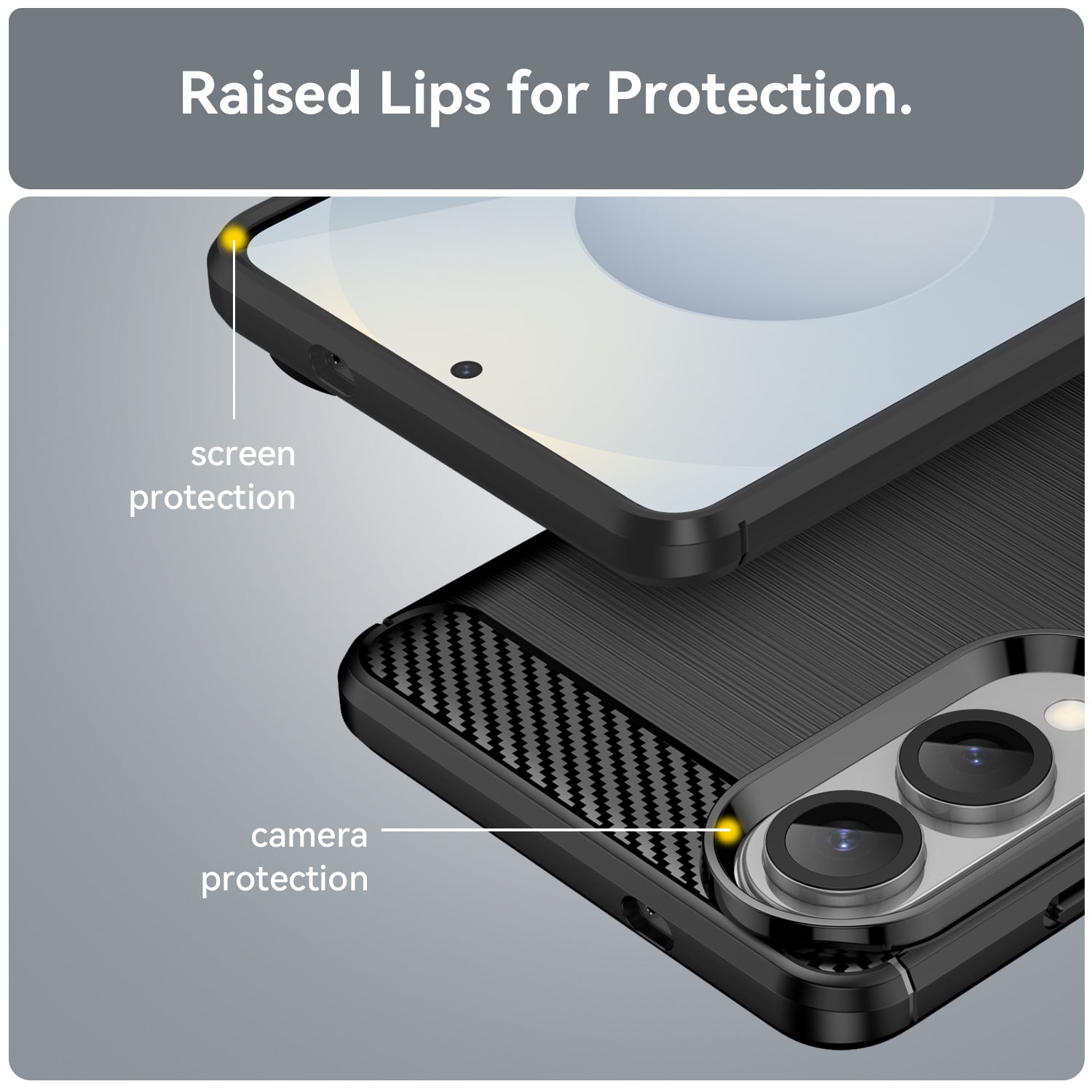 Samsung S25Edge Carbon Fibre TPU Case Slim Shockproof Cover Black