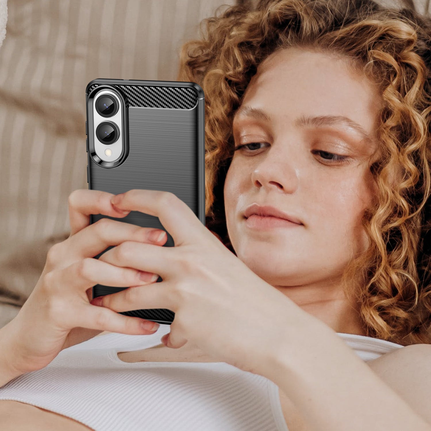 Samsung S25Edge Carbon Fibre TPU Case Slim Shockproof Cover Black