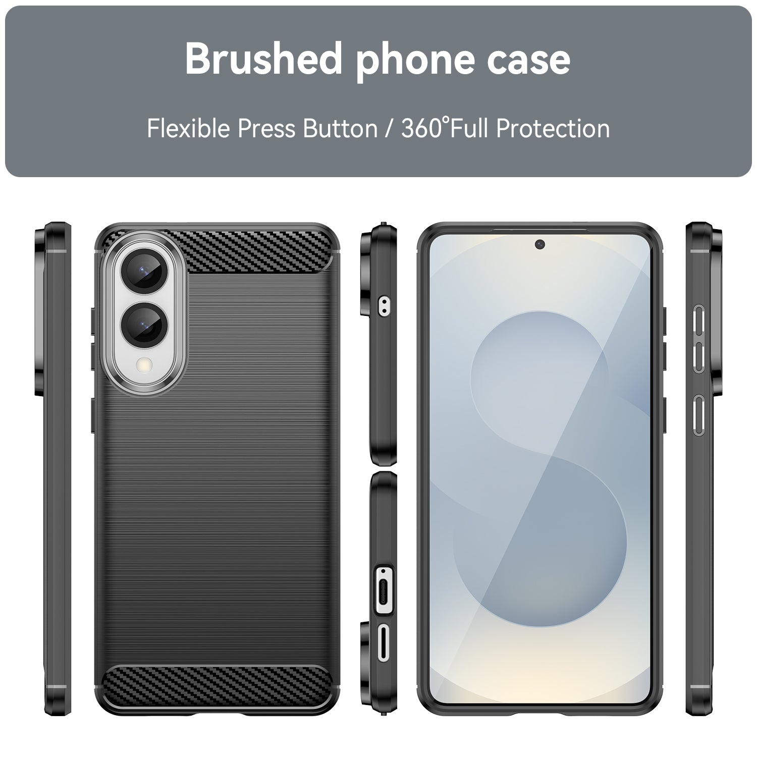 Samsung S25Edge Carbon Fibre TPU Case Slim Shockproof Cover Black